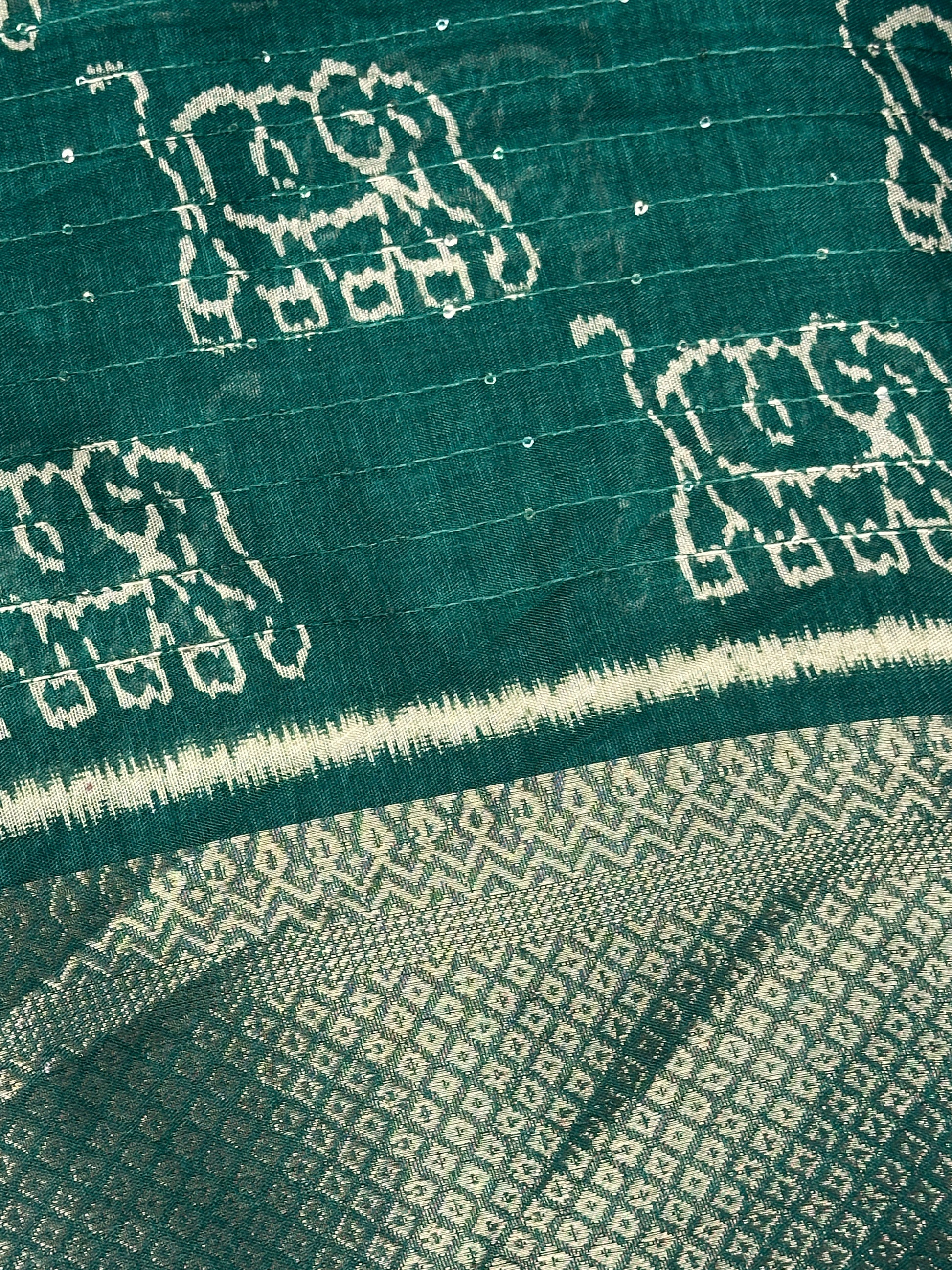 Dark Green Dola Silk Saree
