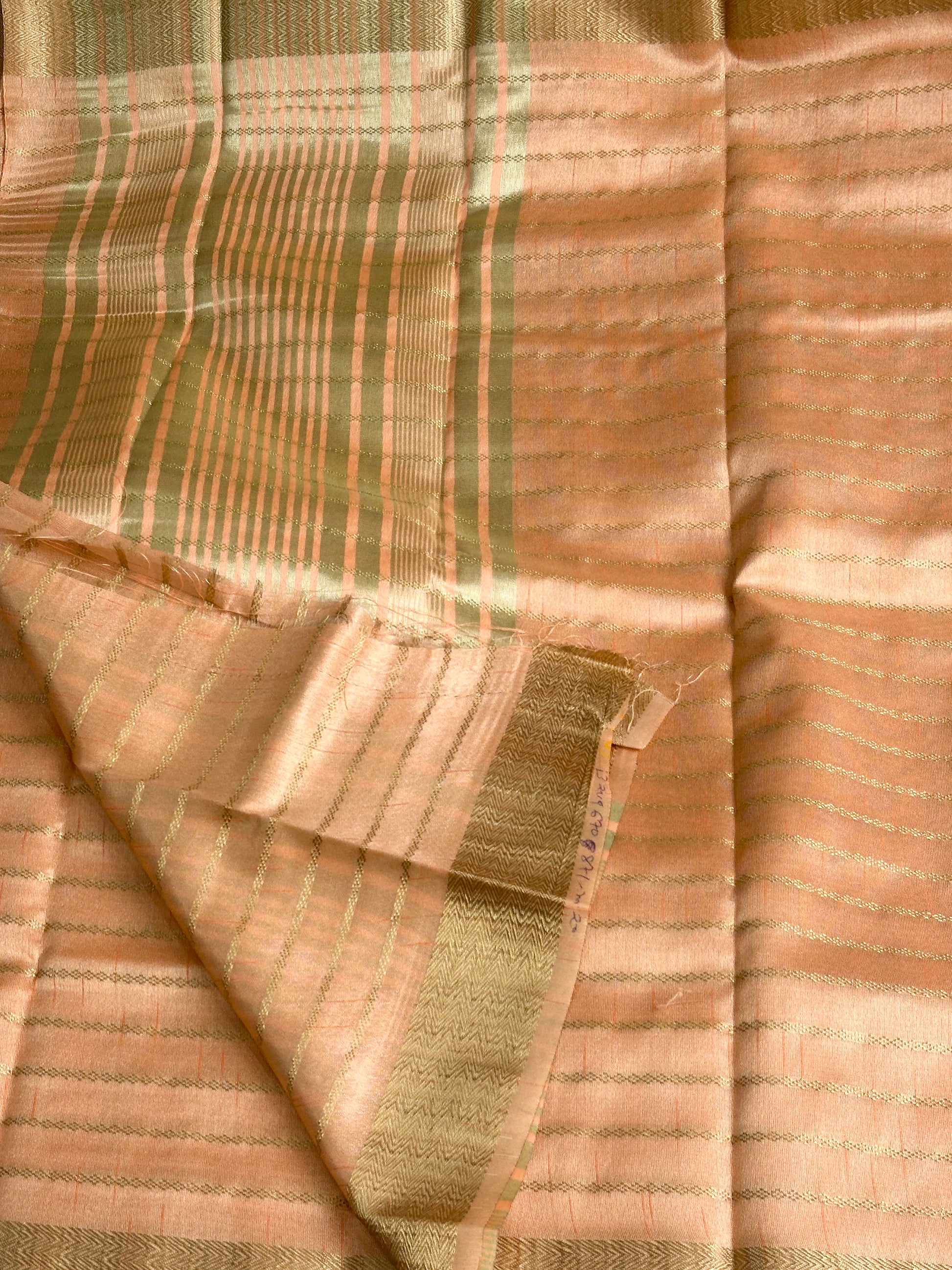 Kora Silk Peach Gold Saree