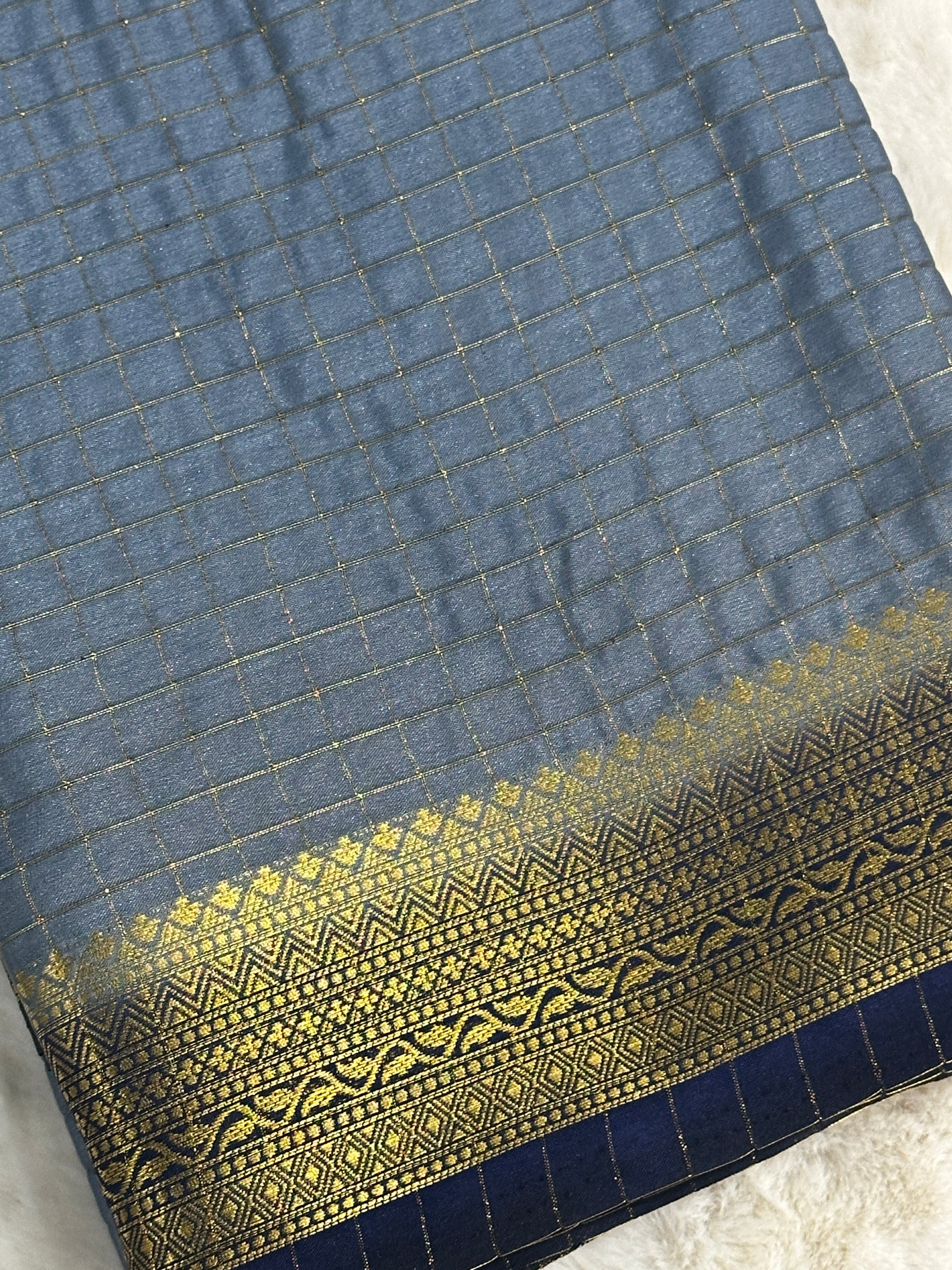 GreySemi Mysore Silk Crepe Saree