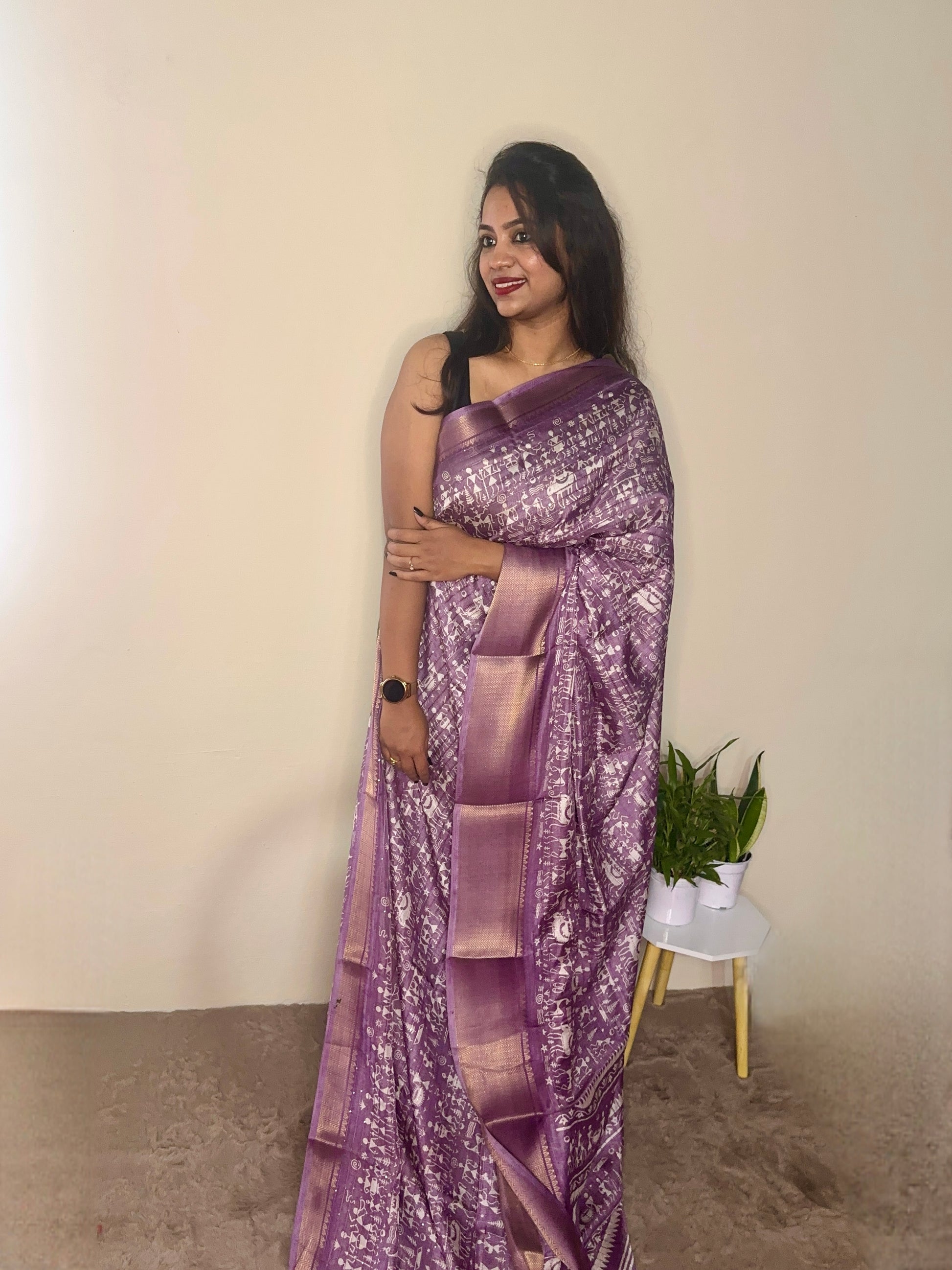 Dola Silk Warli Print Saree