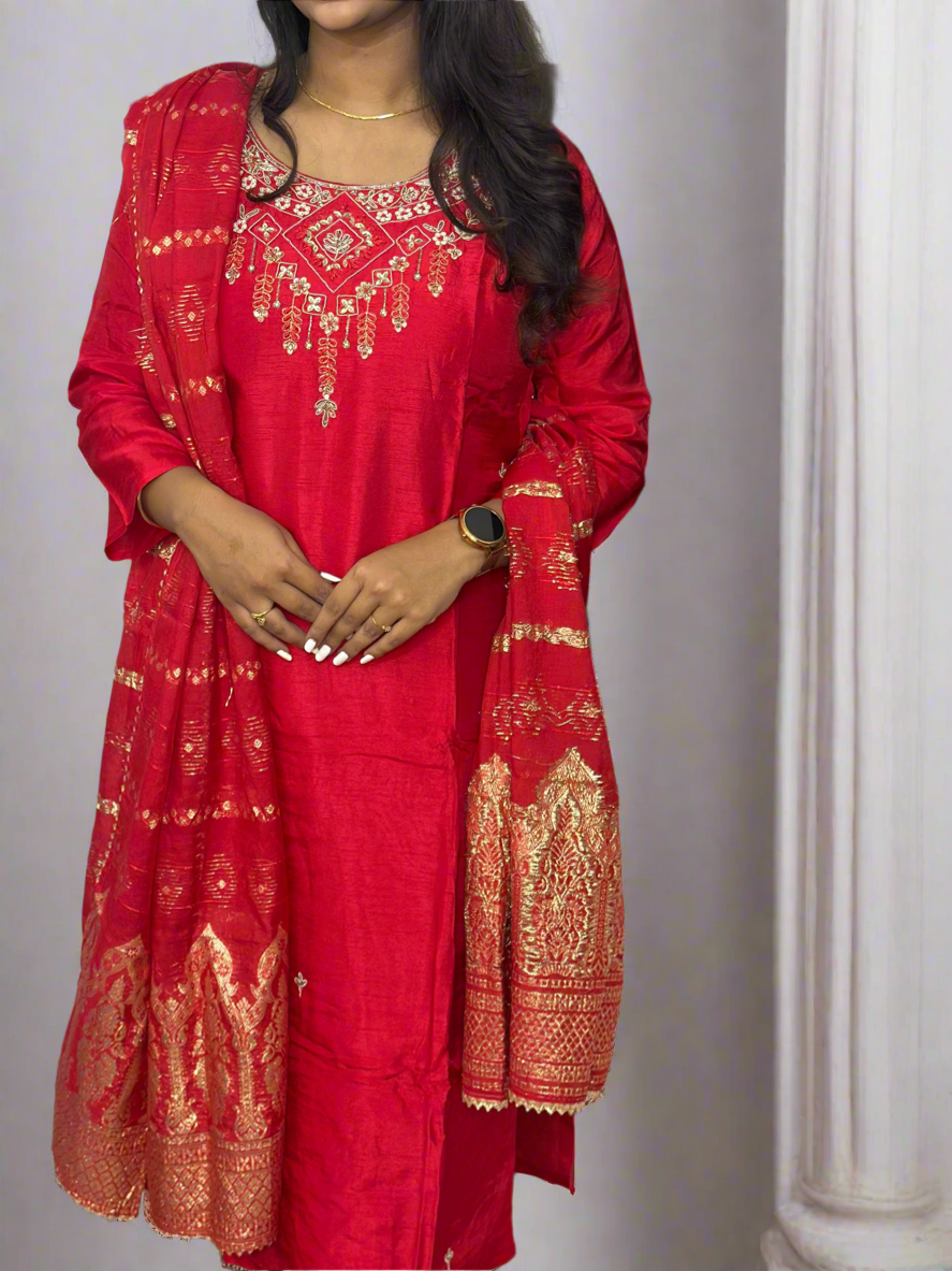 Red Kurta Set