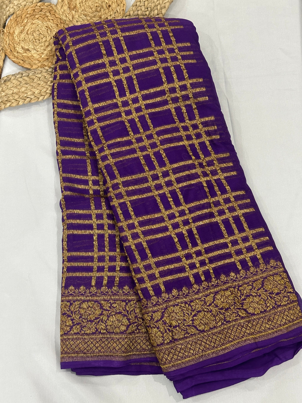 Purple Khaddi Georgette Handloom Banarasi Saree
