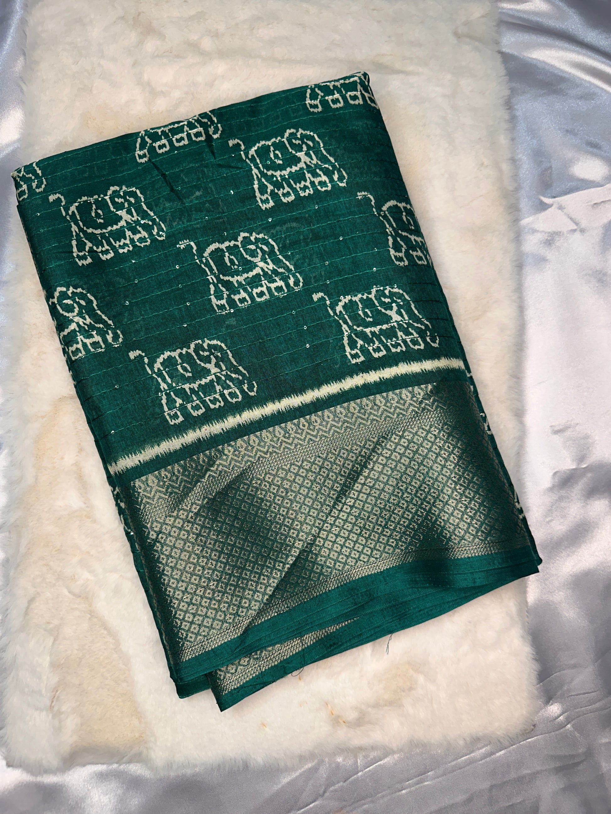 Dark Green Dola Silk Saree