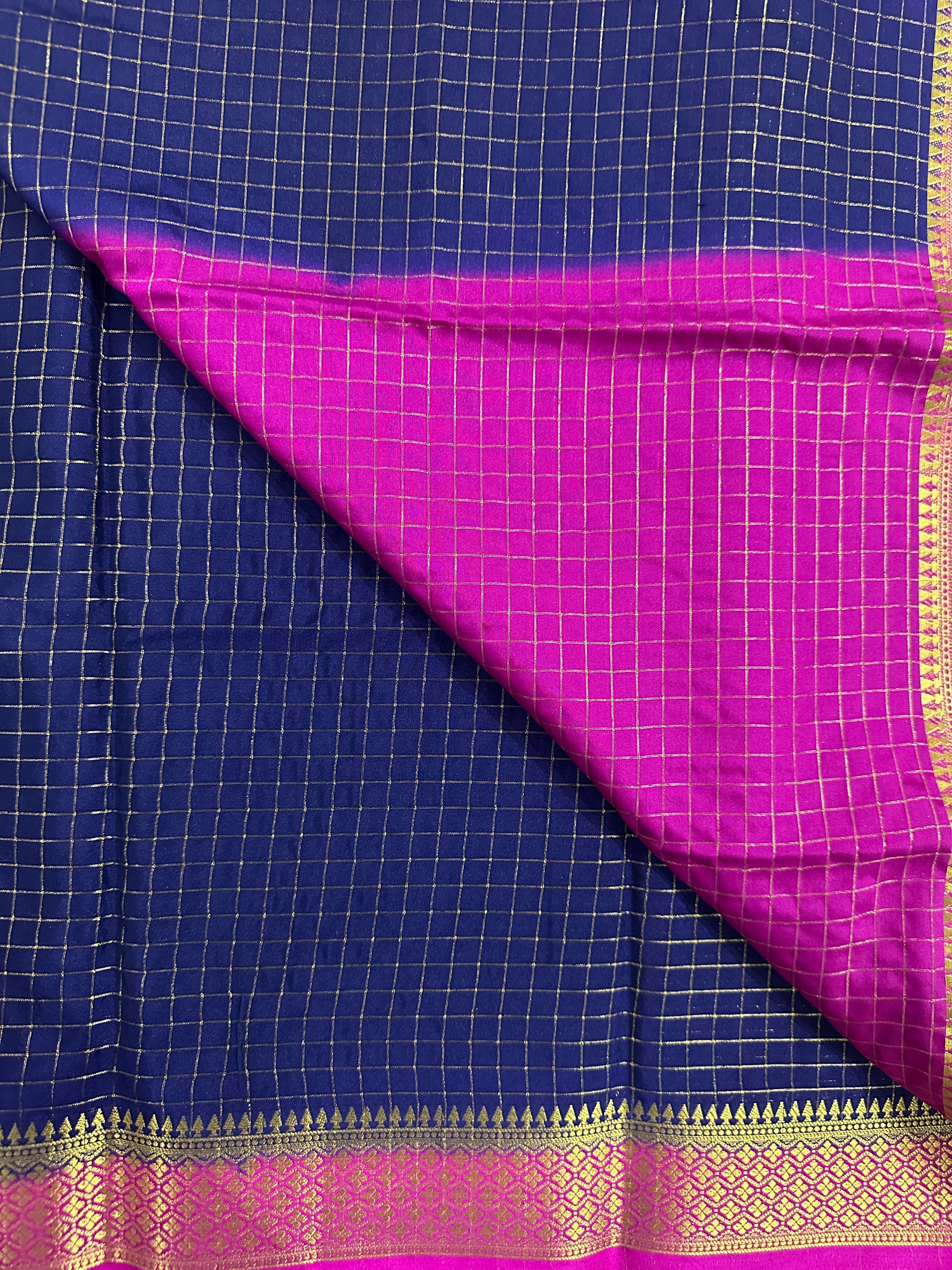Blue Semi Mysore Silk Crepe Saree