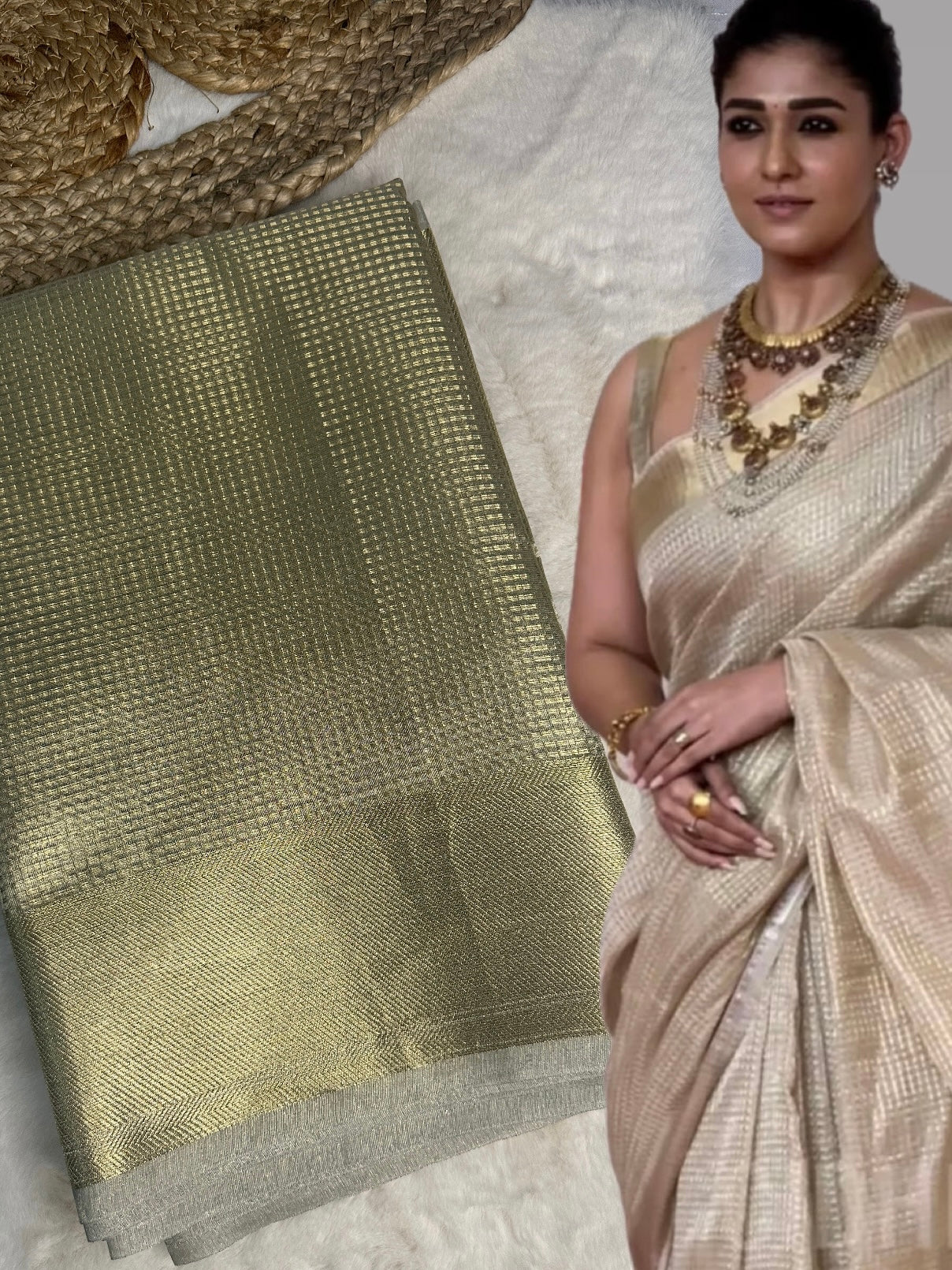Nayanthara Inspired Tissue Saree