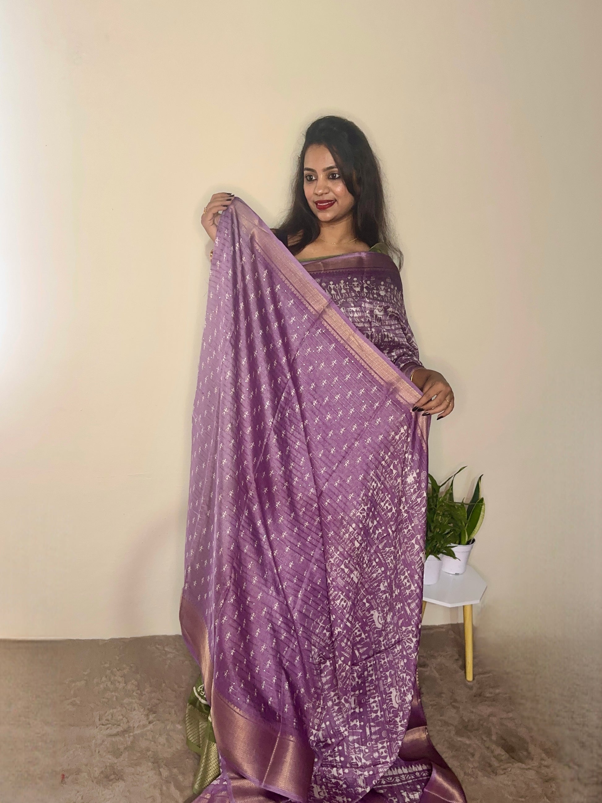 Dola Silk Warli Print Saree