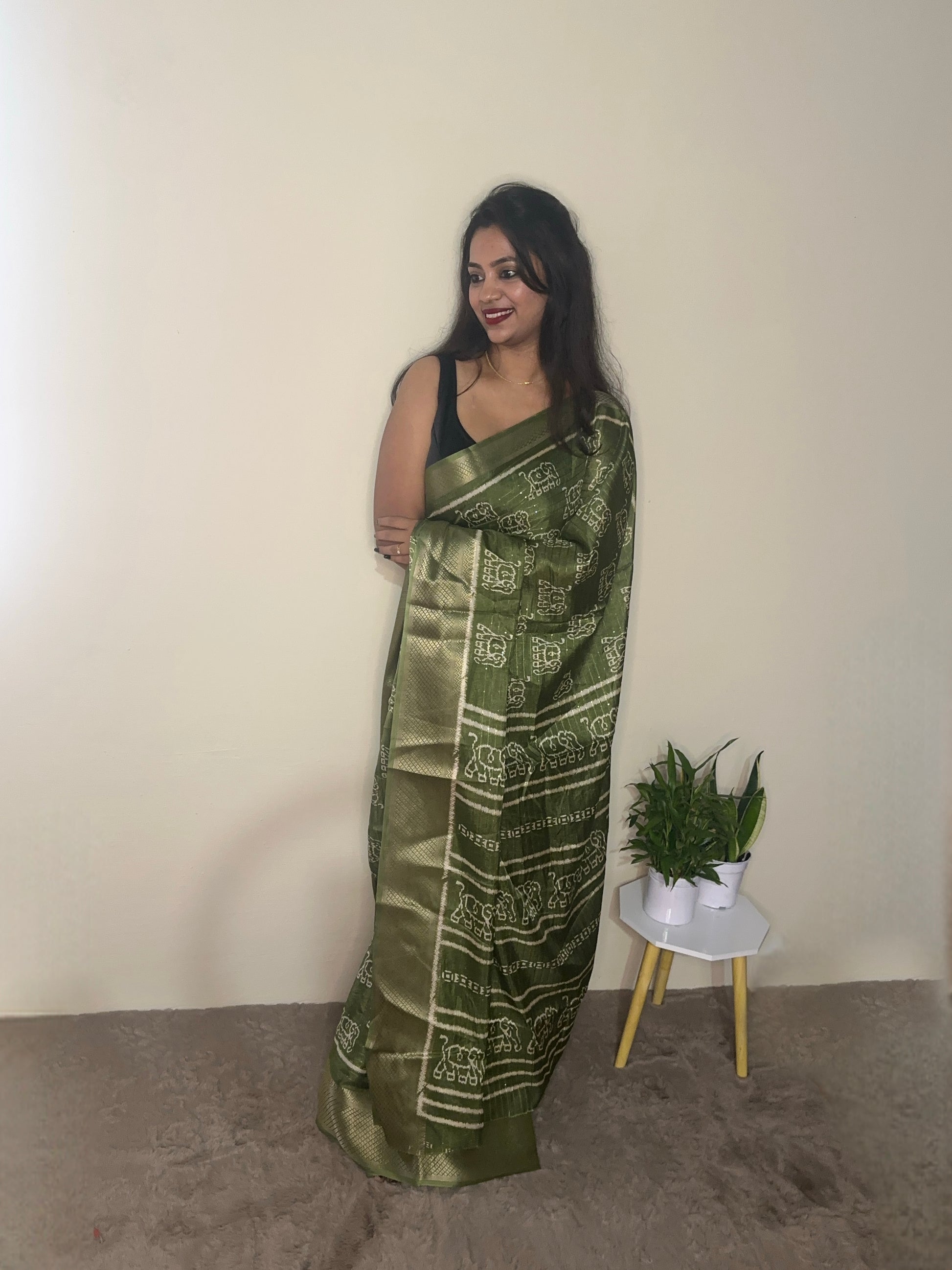 Green Dola Silk Saree