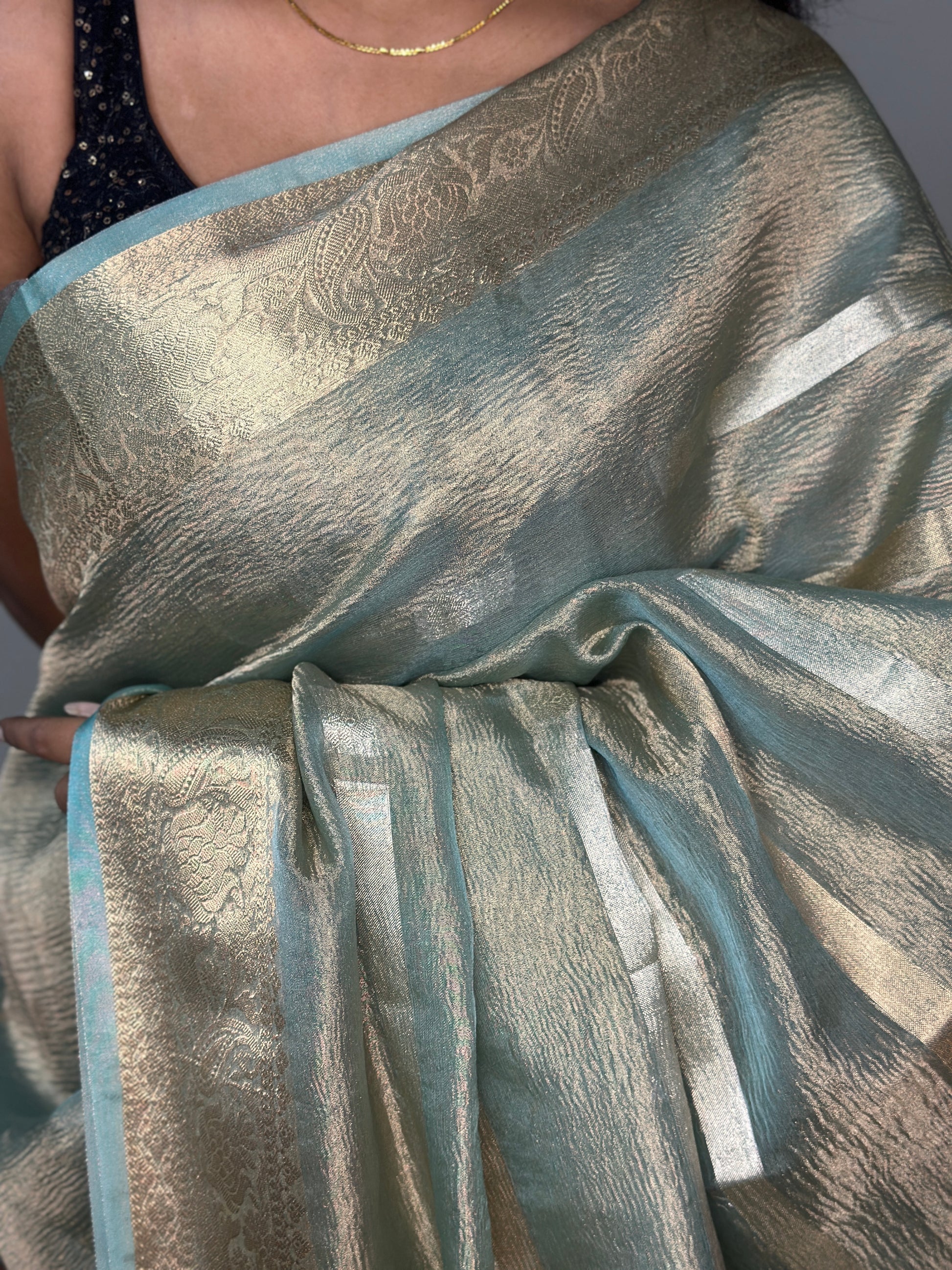 Metallic Crush Tissue Saree