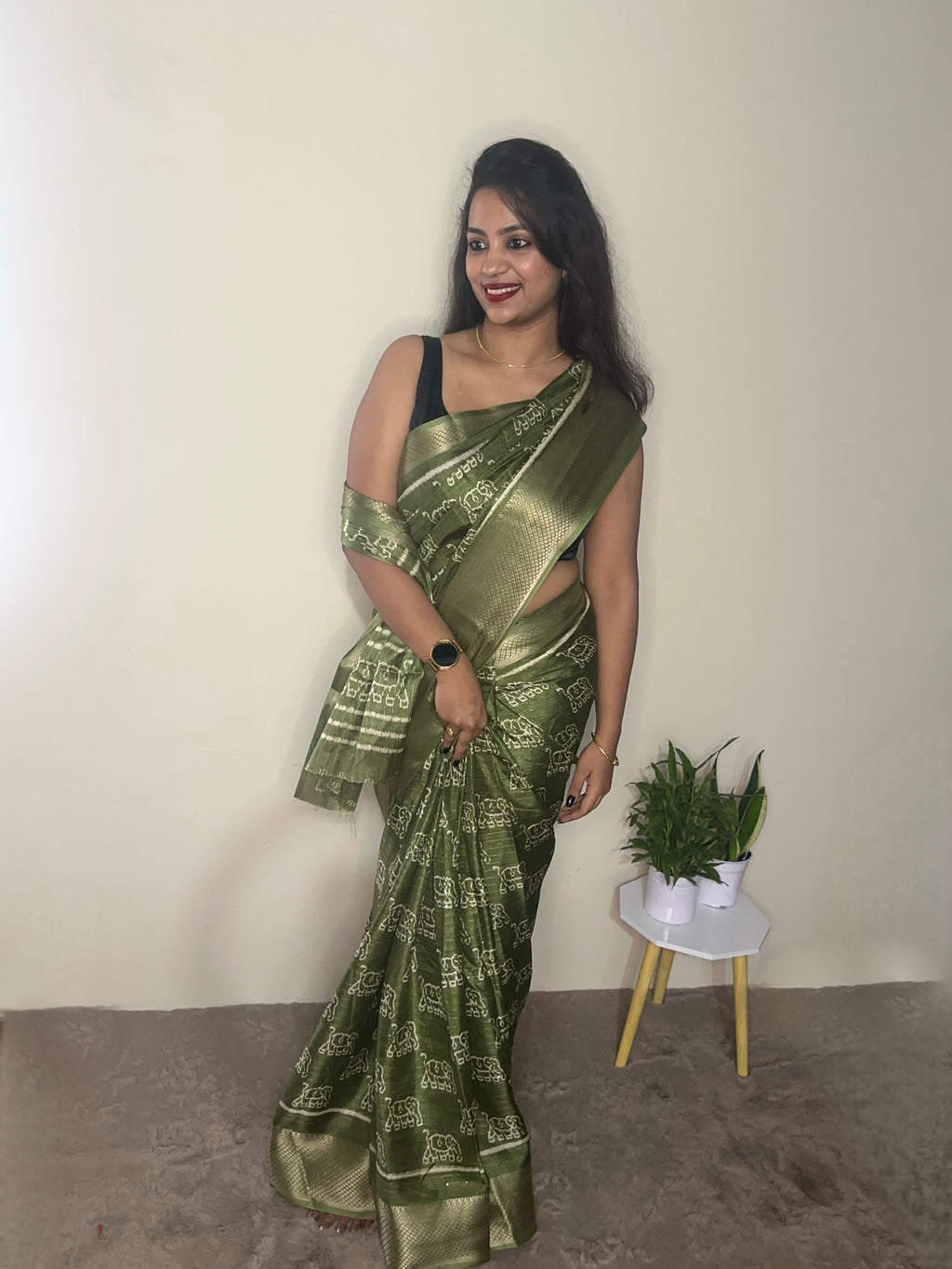 Green Dola Silk Saree