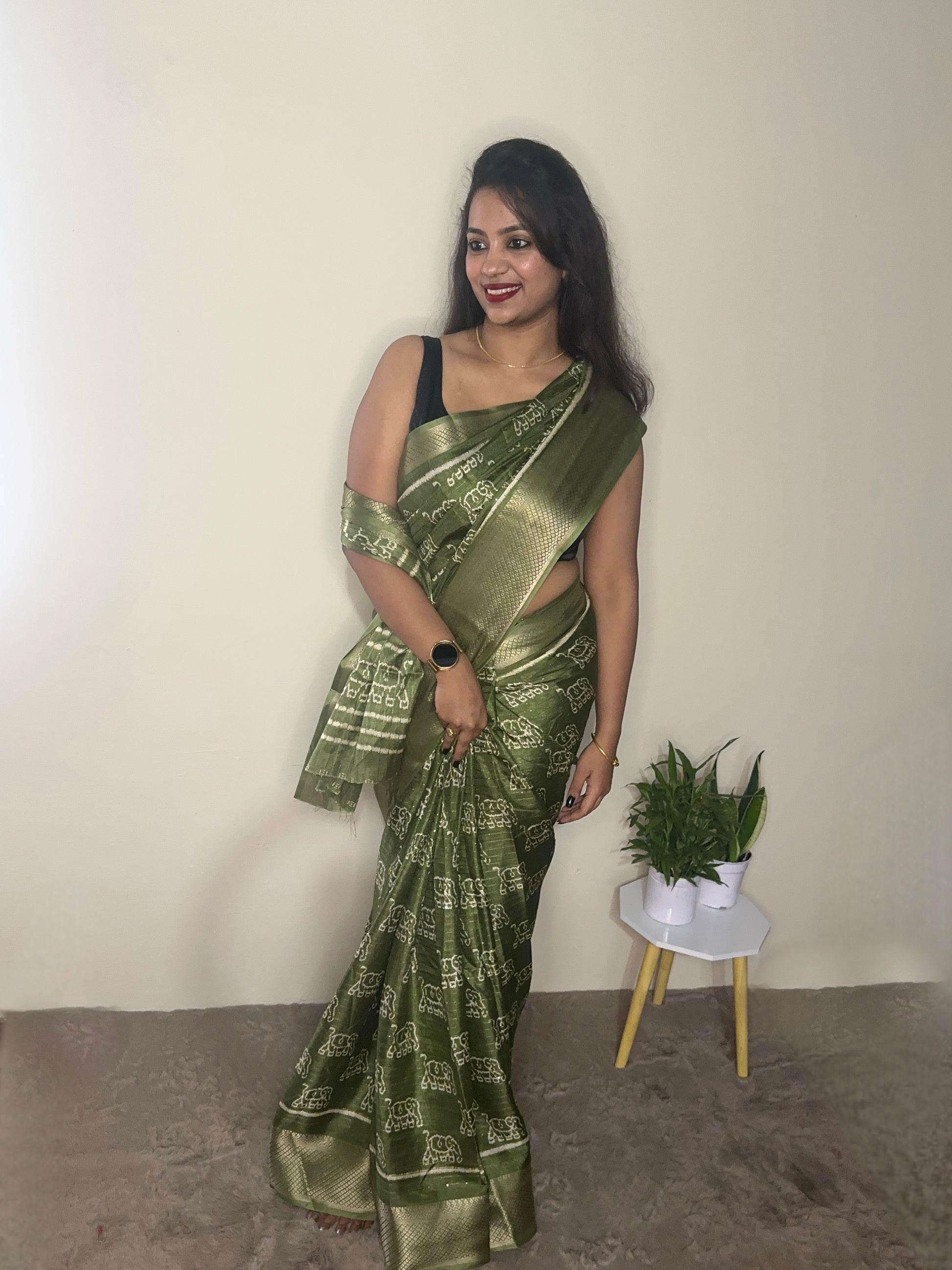 Green Dola Silk Saree