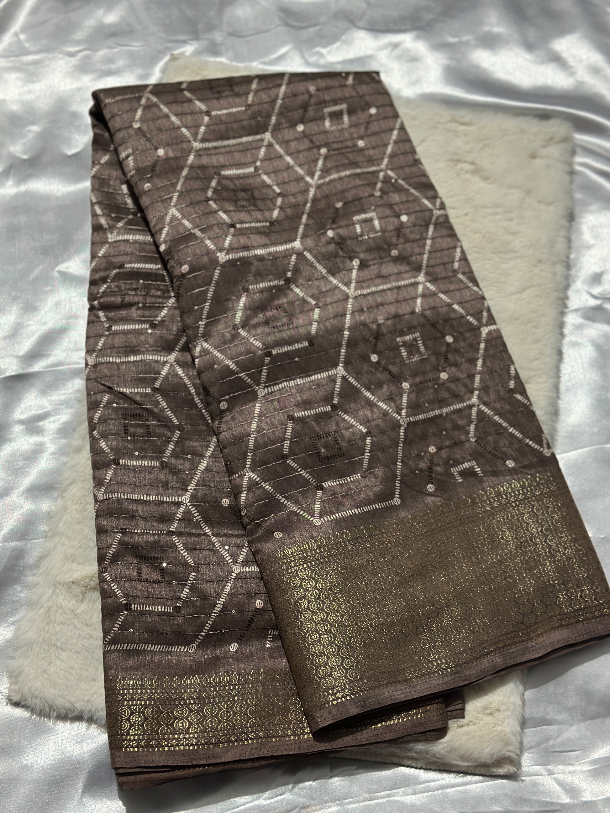 Brown Dola Silk Saree