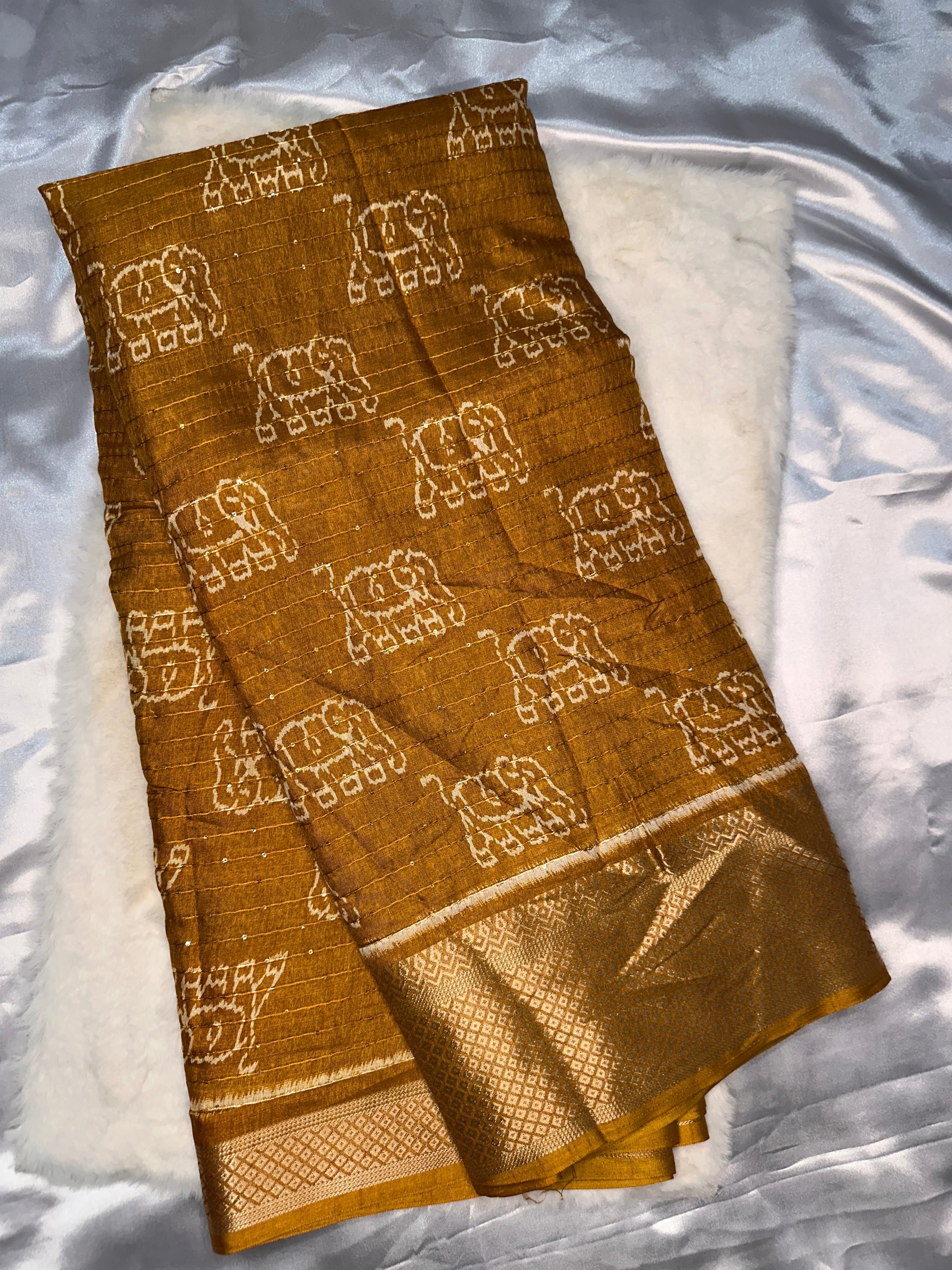 Mustard Yellow Dola Silk Saree