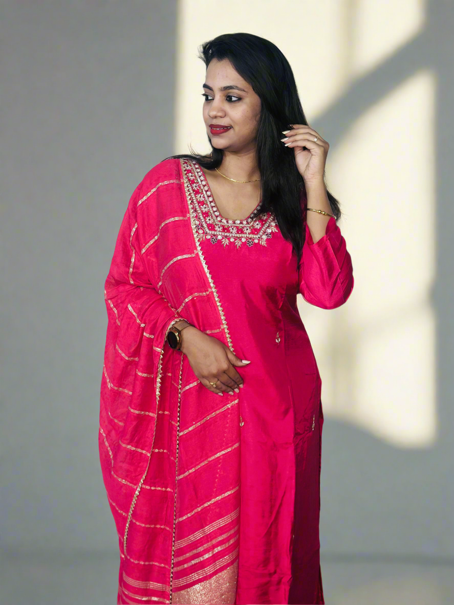 Pink Flare Salwar Set
