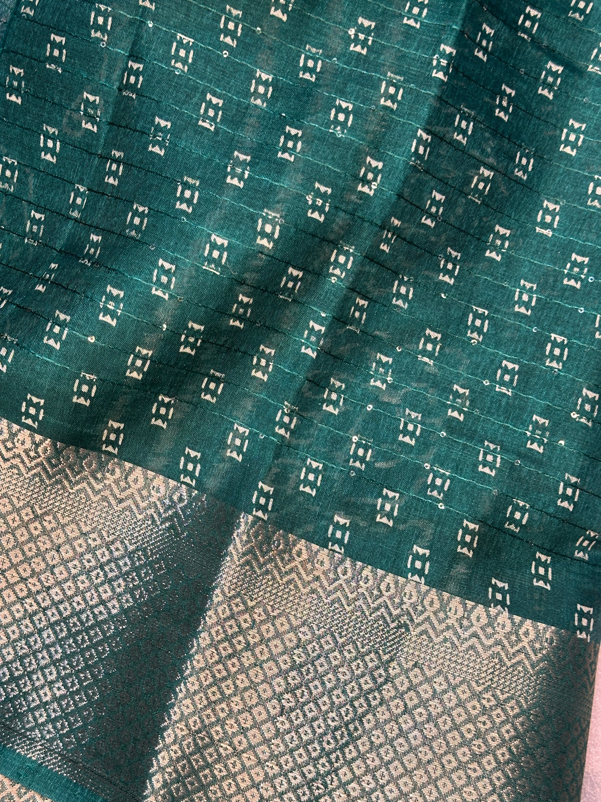 Dark Green Dola Silk Saree