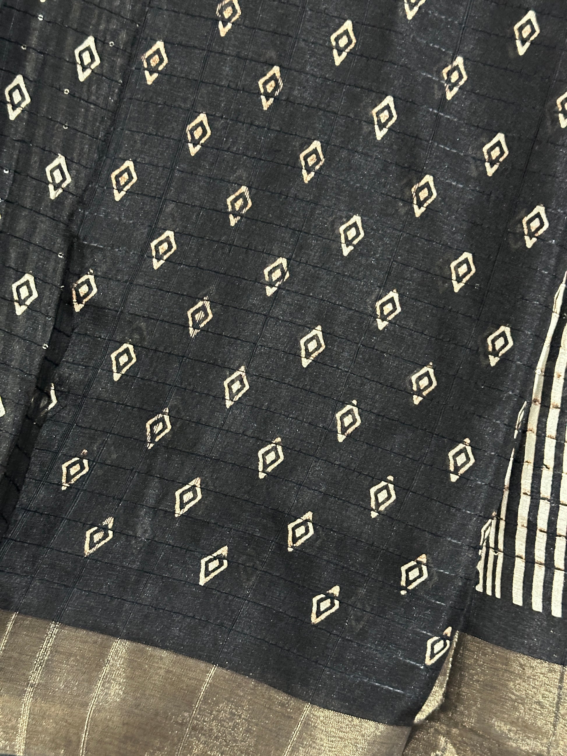 Black Cotton Sequence Saree