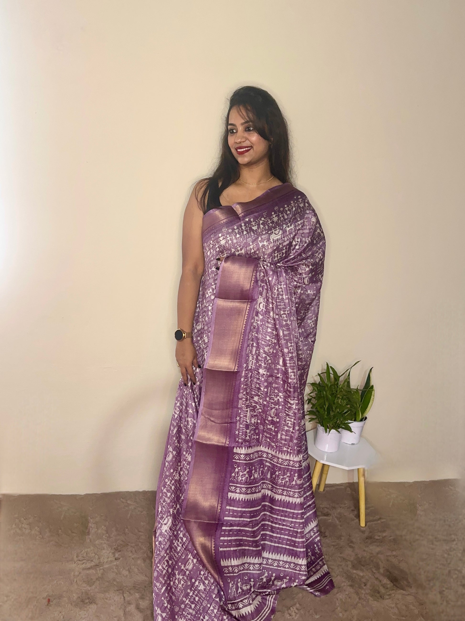 Dola Silk Warli Print Saree