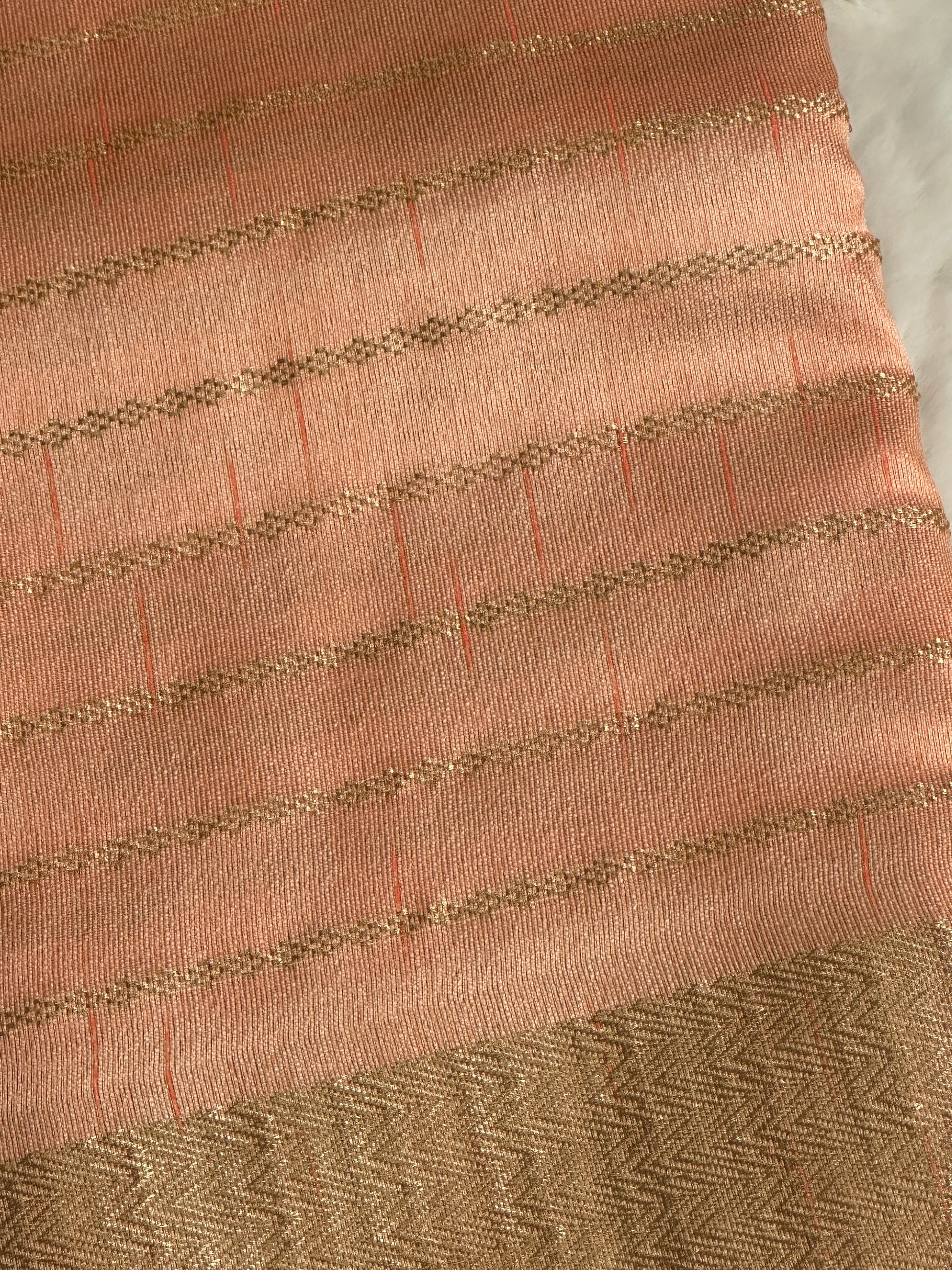Kora Silk Peach Gold Saree