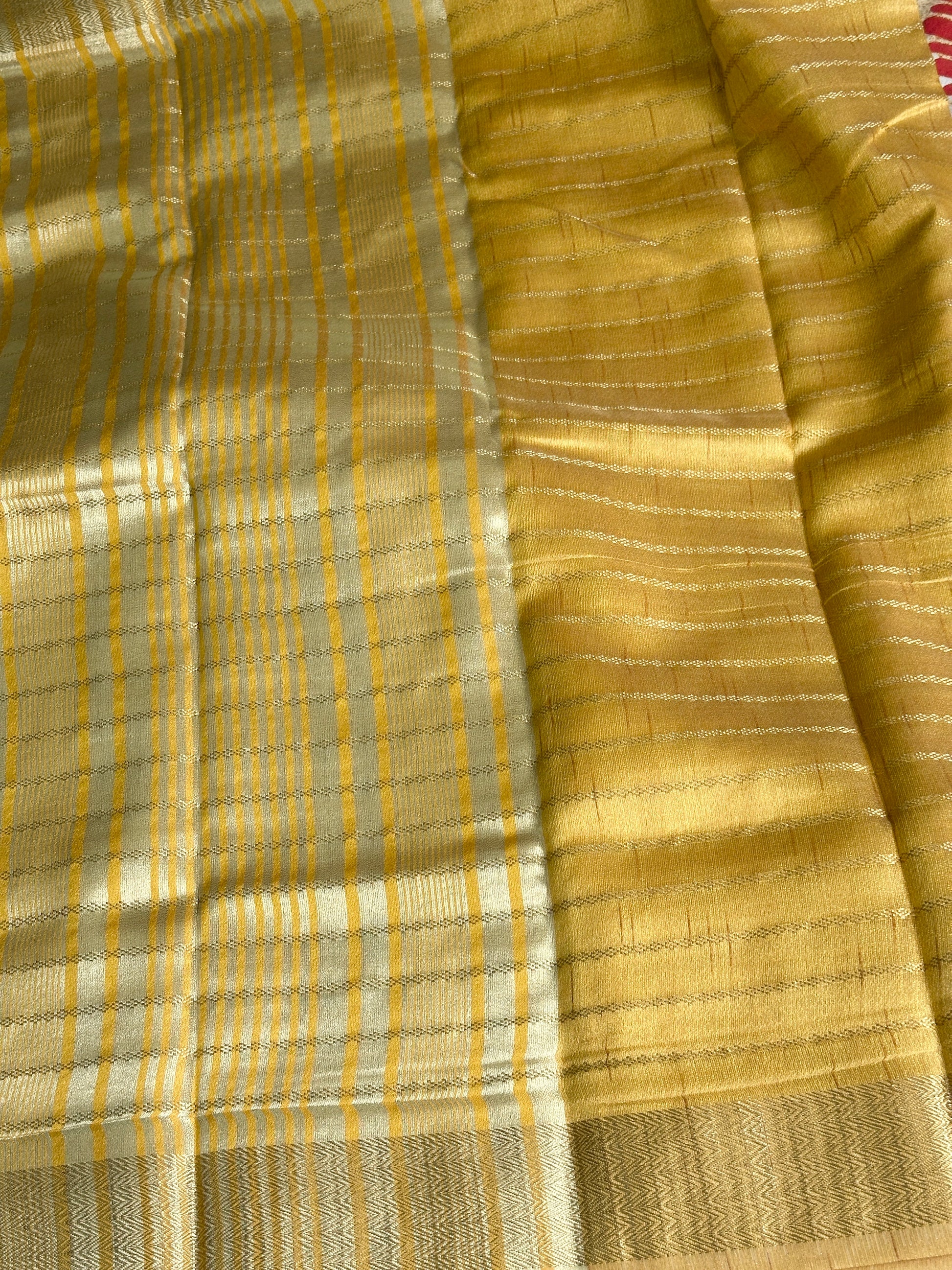 Kora Silk Mustard Gold Saree
