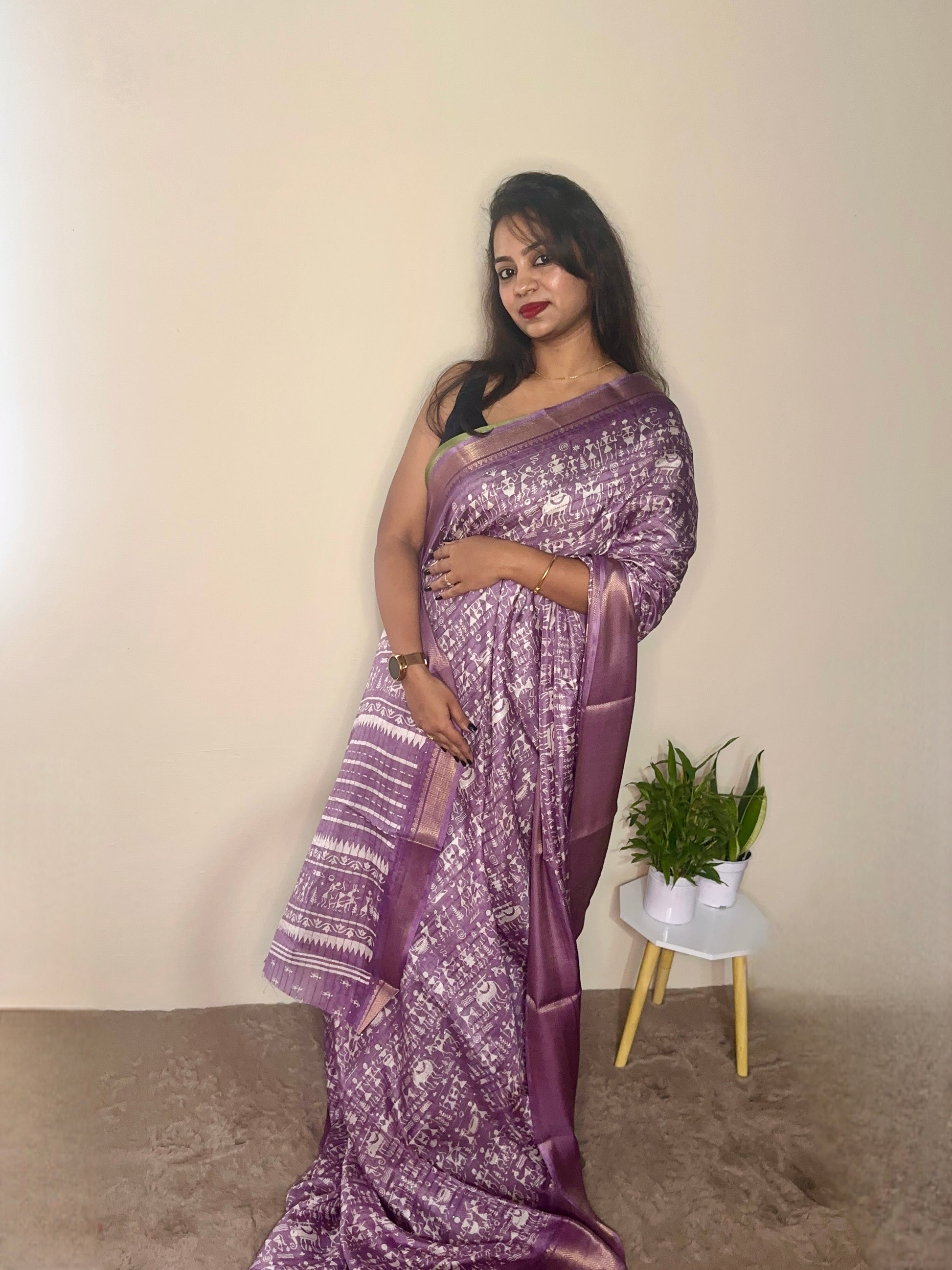 Dola Silk Warli Print Saree