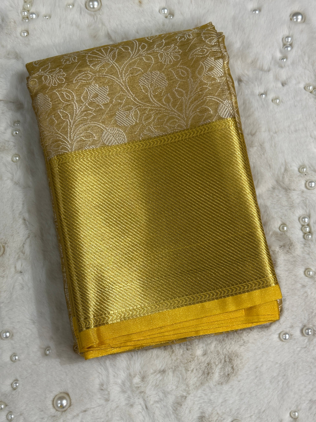 Gold Semi Kanchi Tissue Saree