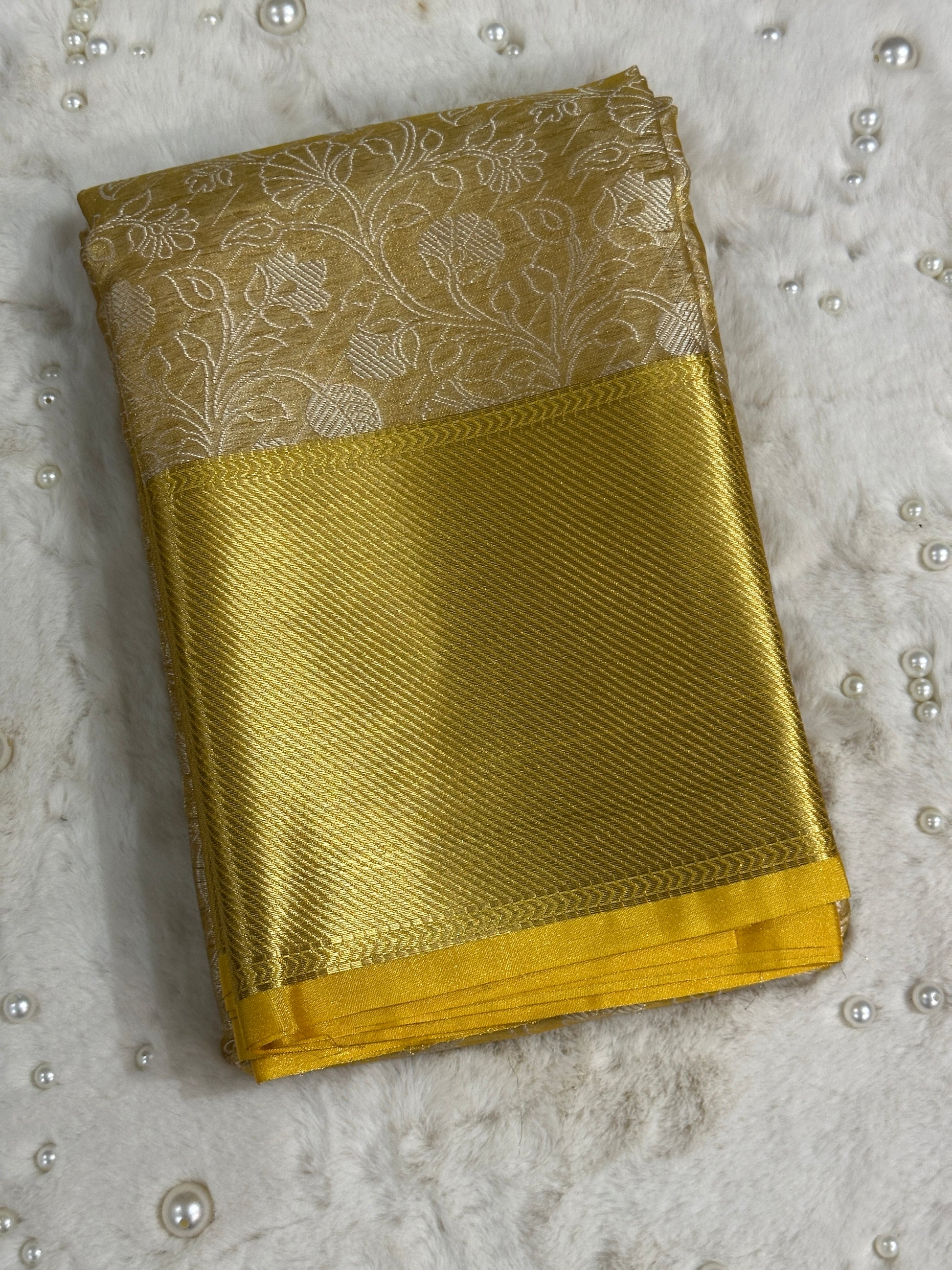 Gold Semi Kanchi Tissue Saree