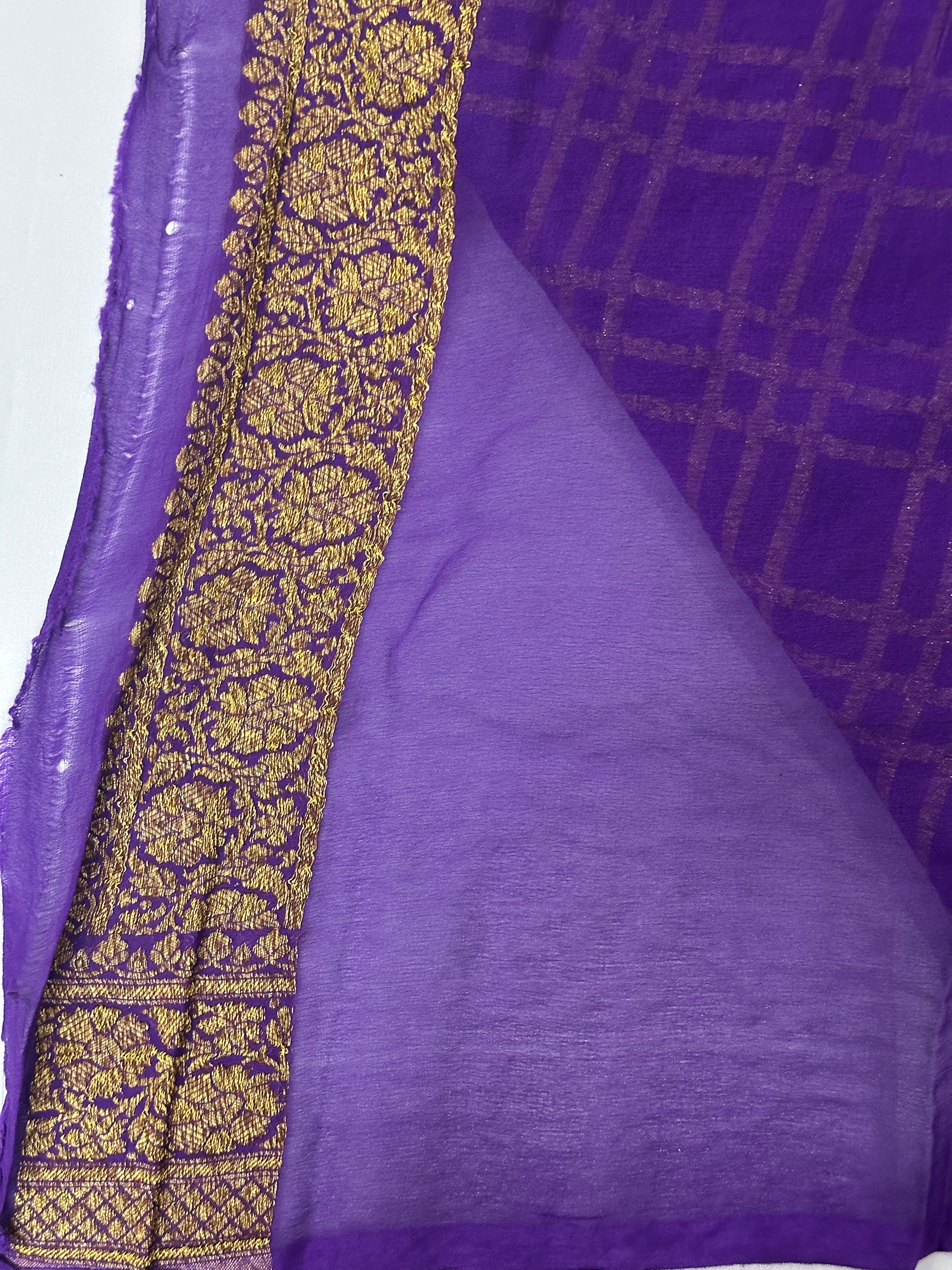 Purple Khaddi Georgette Handloom Banarasi Saree
