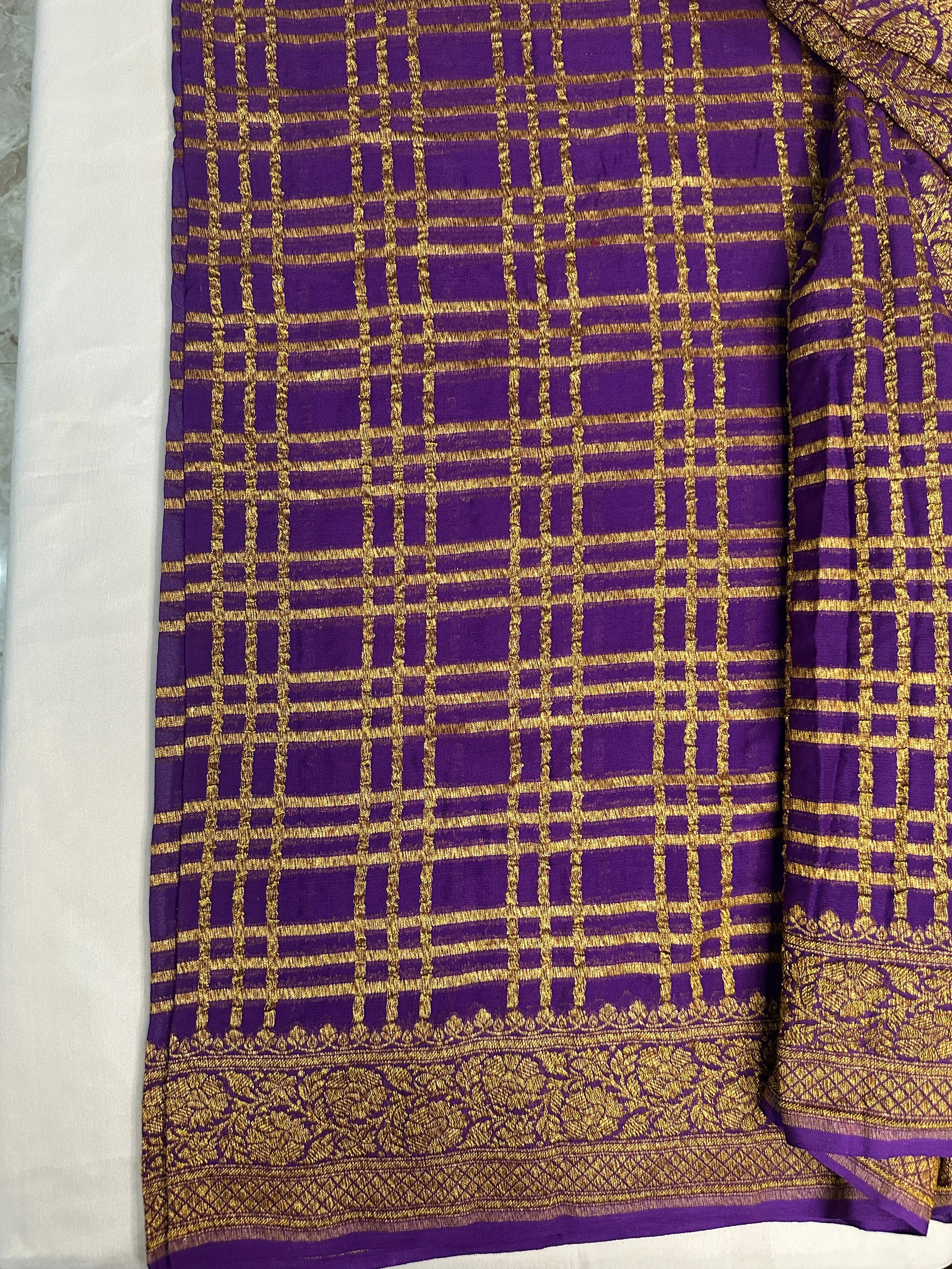 Purple Khaddi Georgette Handloom Banarasi Saree