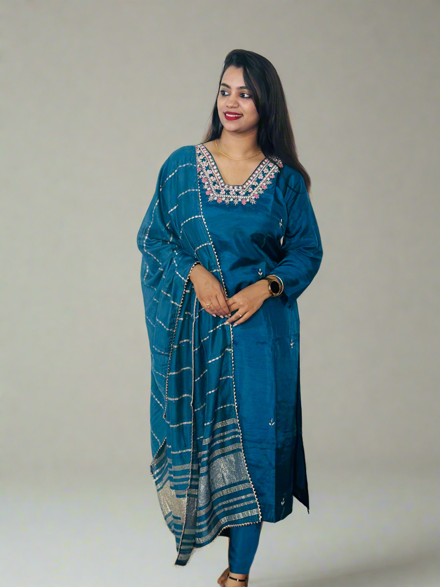 Teal Bloom Salwar Set
