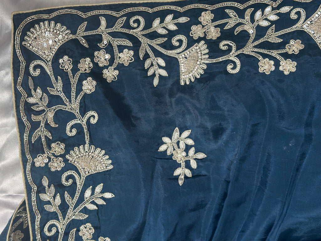 Ocean Blue Party Wear Saree