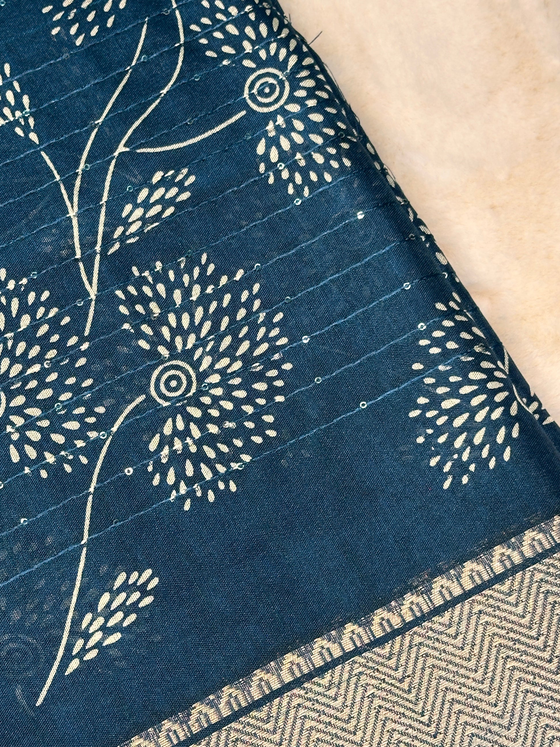 Teal Blue Dola Silk Saree