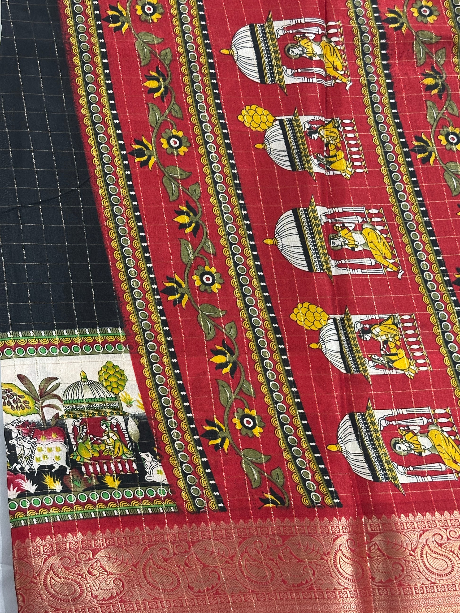 Black Dola Silk Saree