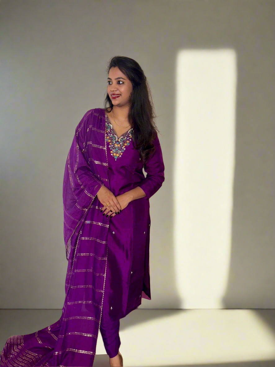 Dola Silk Purple Salwar Set