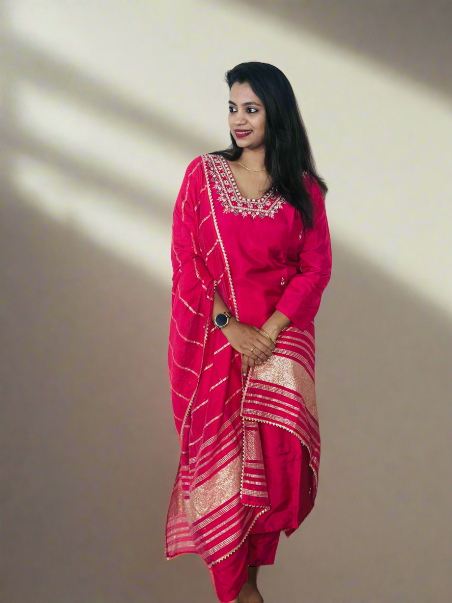 Pink Flare Salwar Set