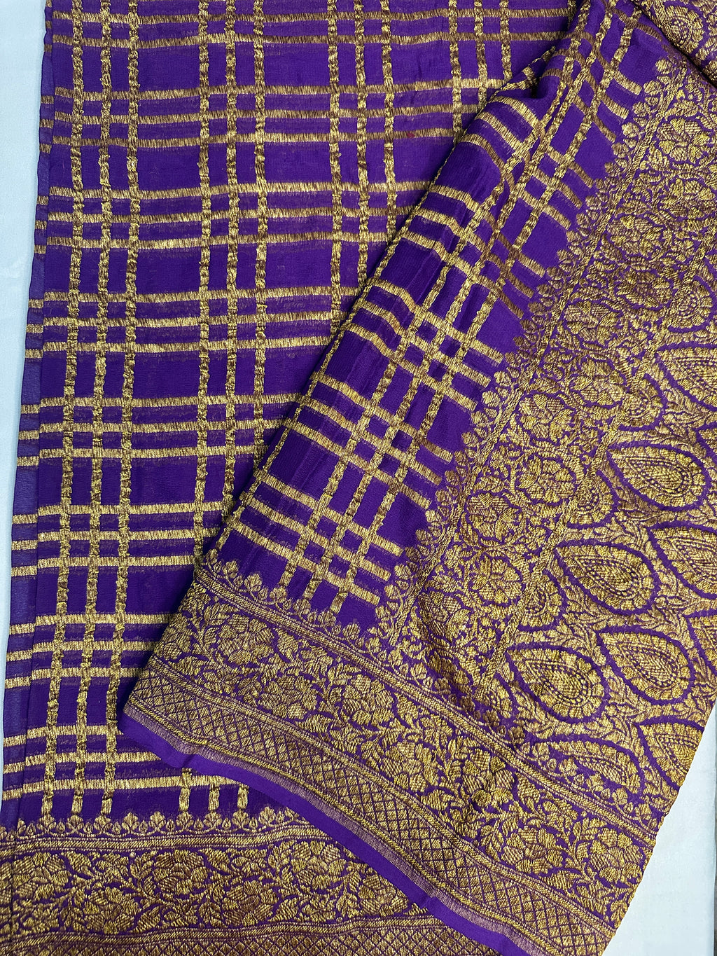 Purple Khaddi Georgette Handloom Banarasi Saree