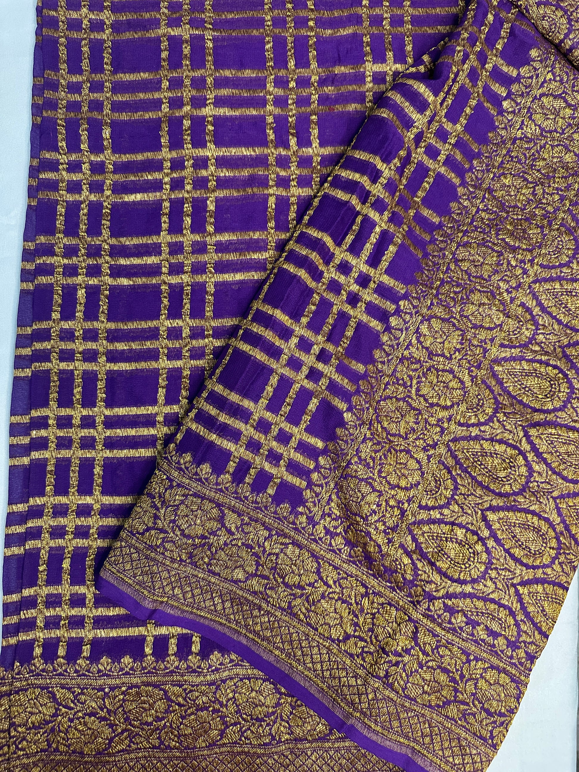 Purple Khaddi Georgette Handloom Banarasi Saree