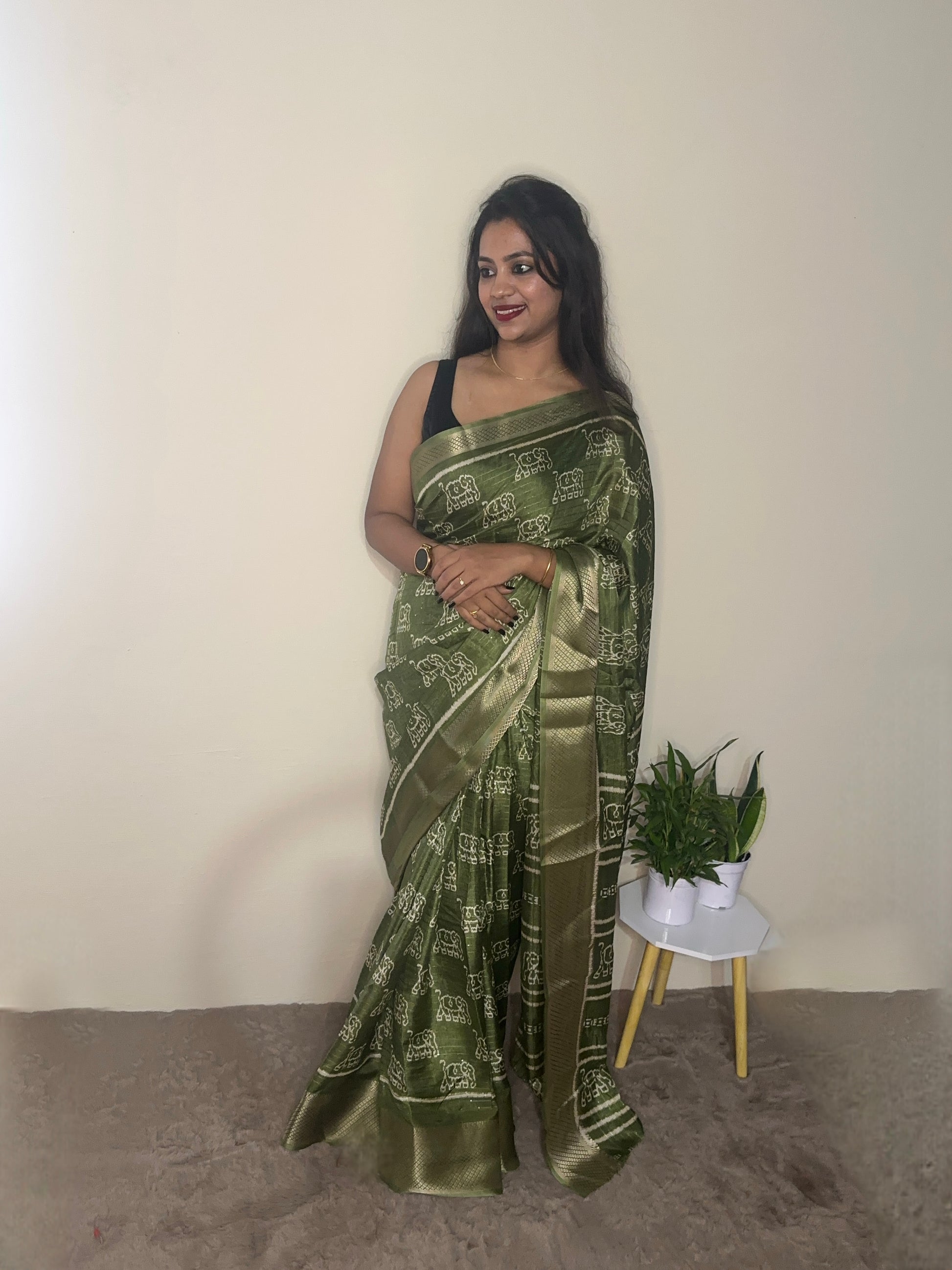 Green Dola Silk Saree