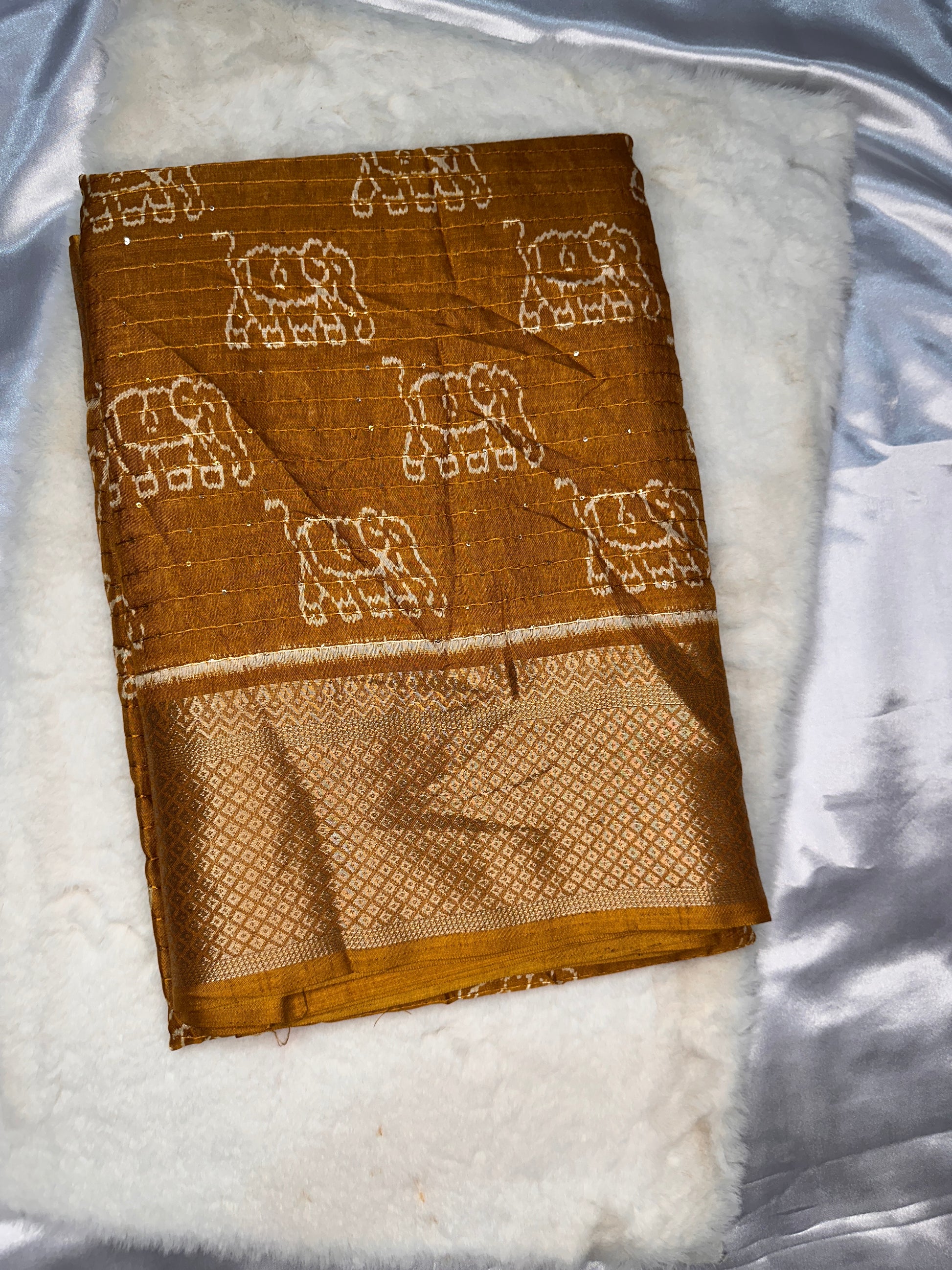 Mustard Yellow Dola Silk Saree