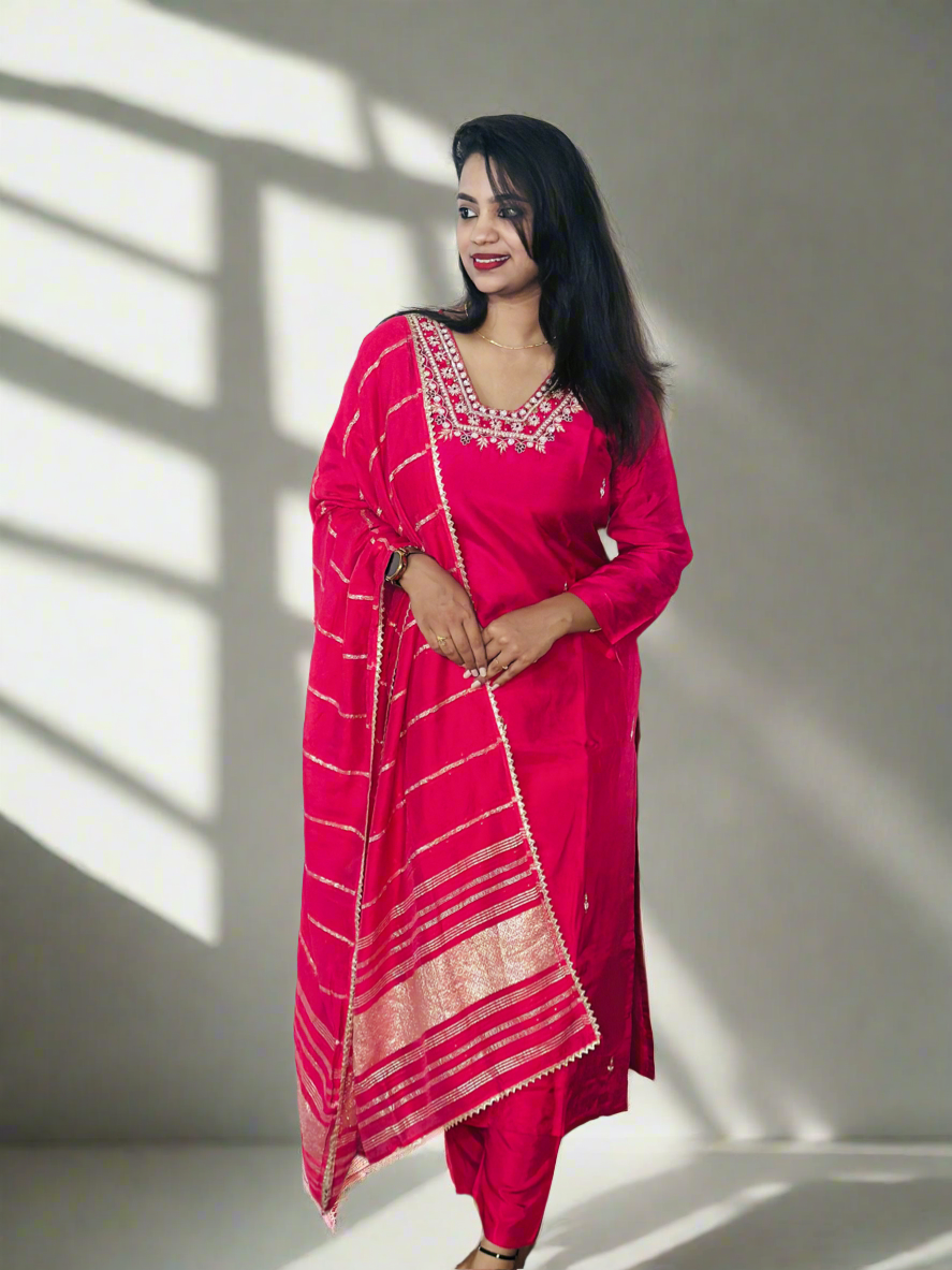 Pink Flare Salwar Set