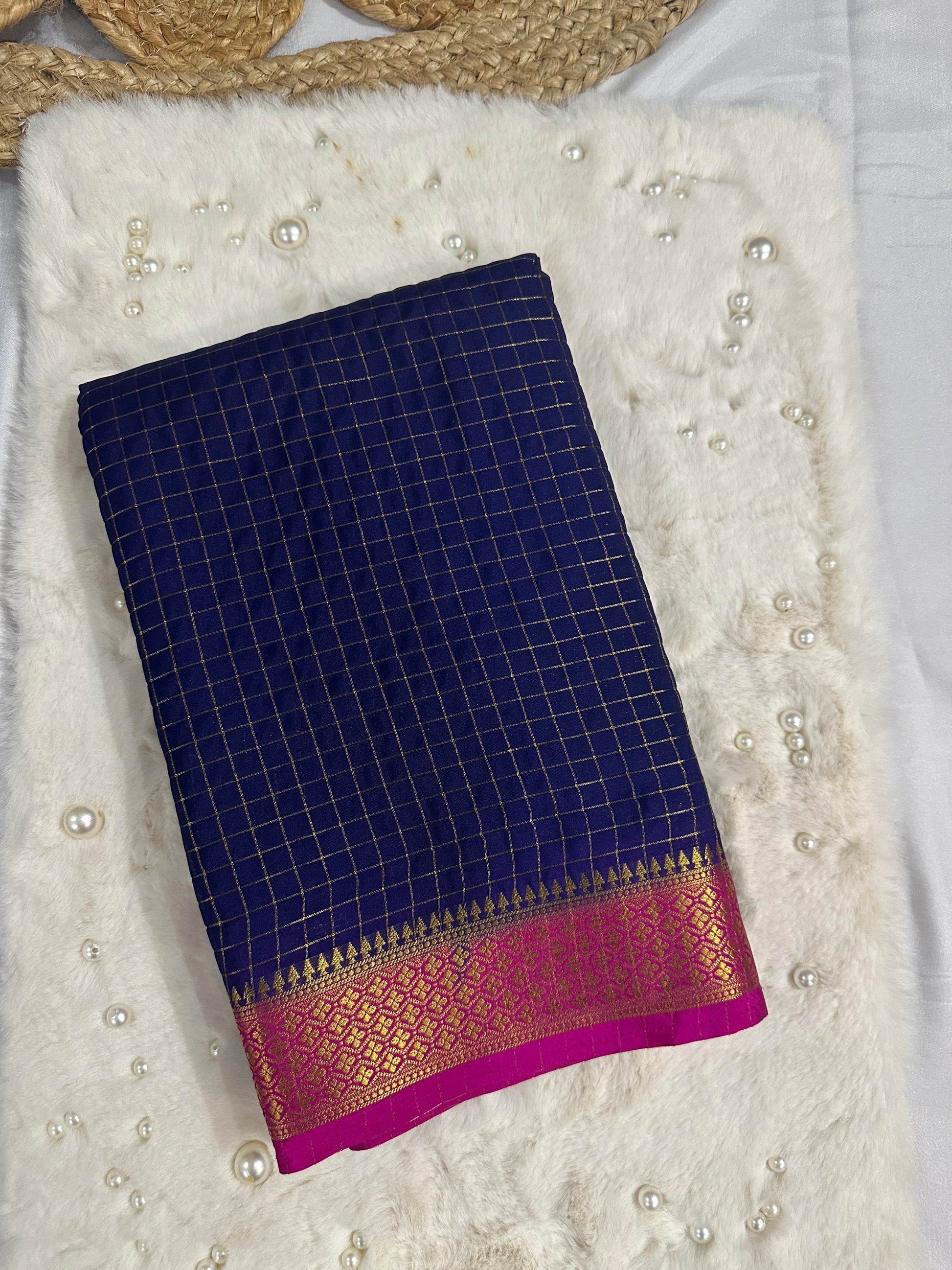 Blue Semi Mysore Silk Crepe Saree