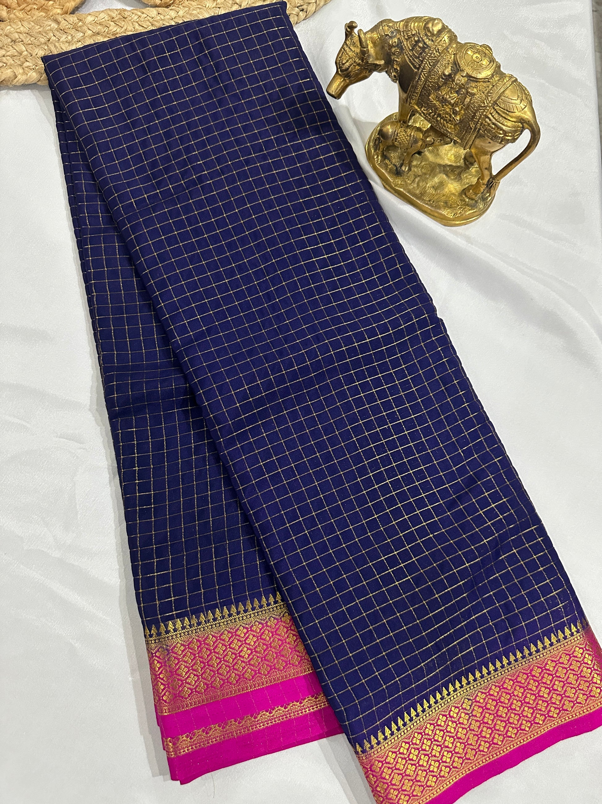 Blue Semi Mysore Silk Crepe Saree