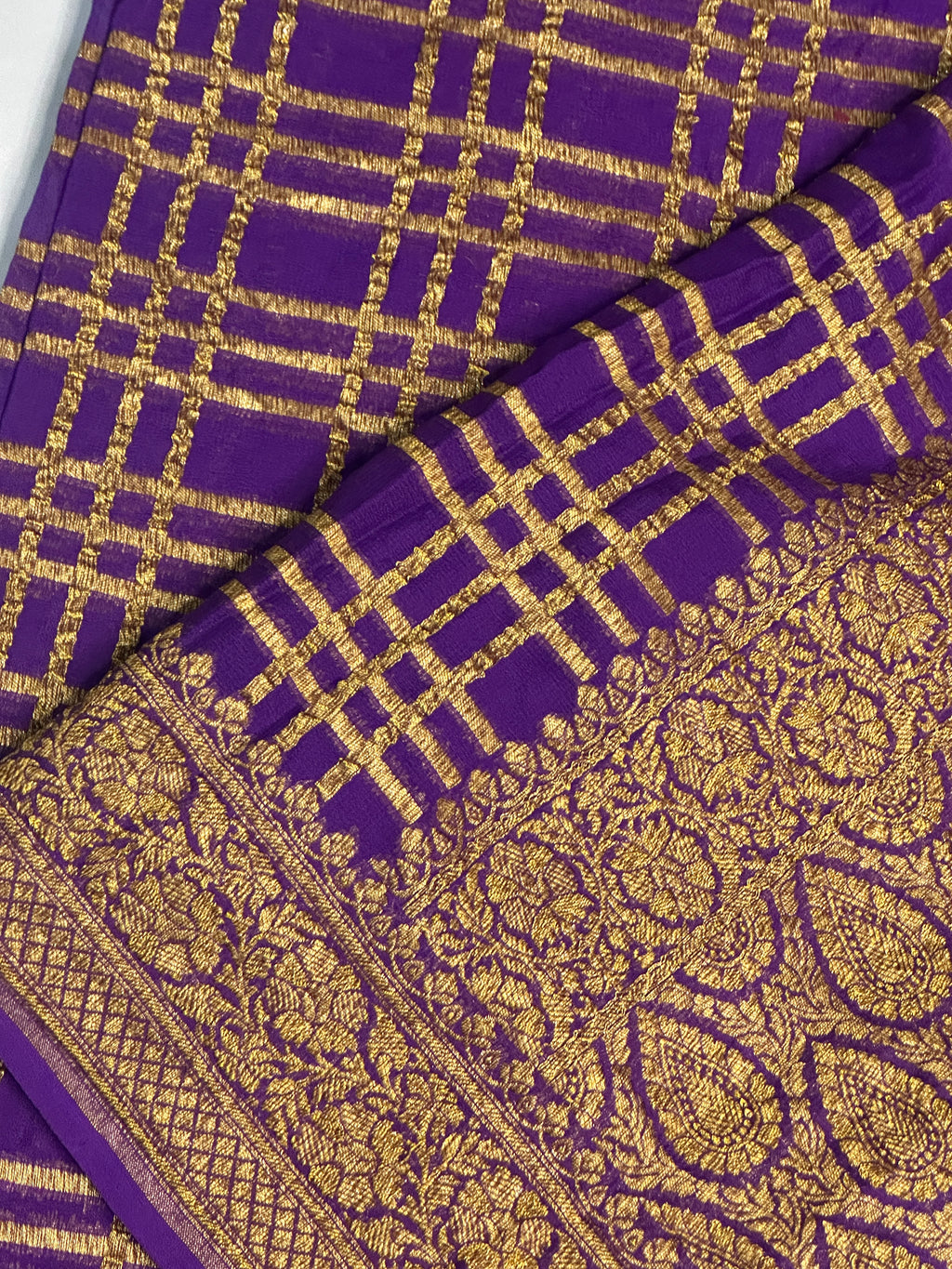 Purple Khaddi Georgette Handloom Banarasi Saree