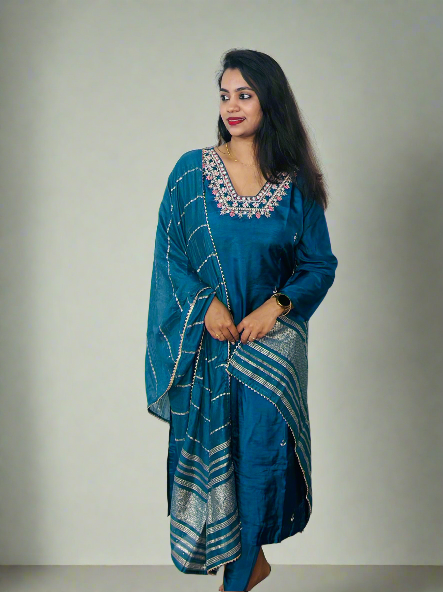Teal Bloom Salwar Set