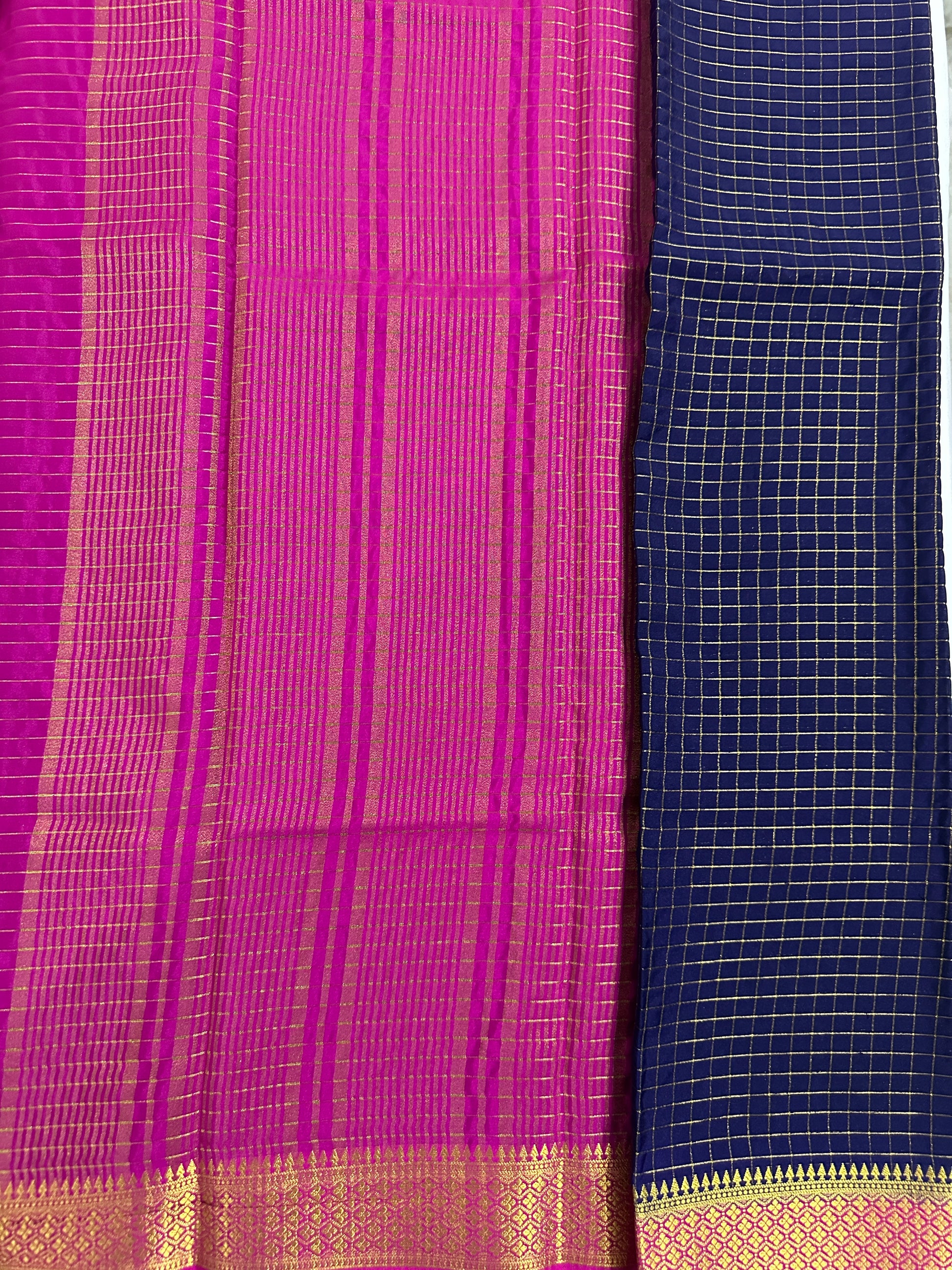Blue Semi Mysore Silk Crepe Saree