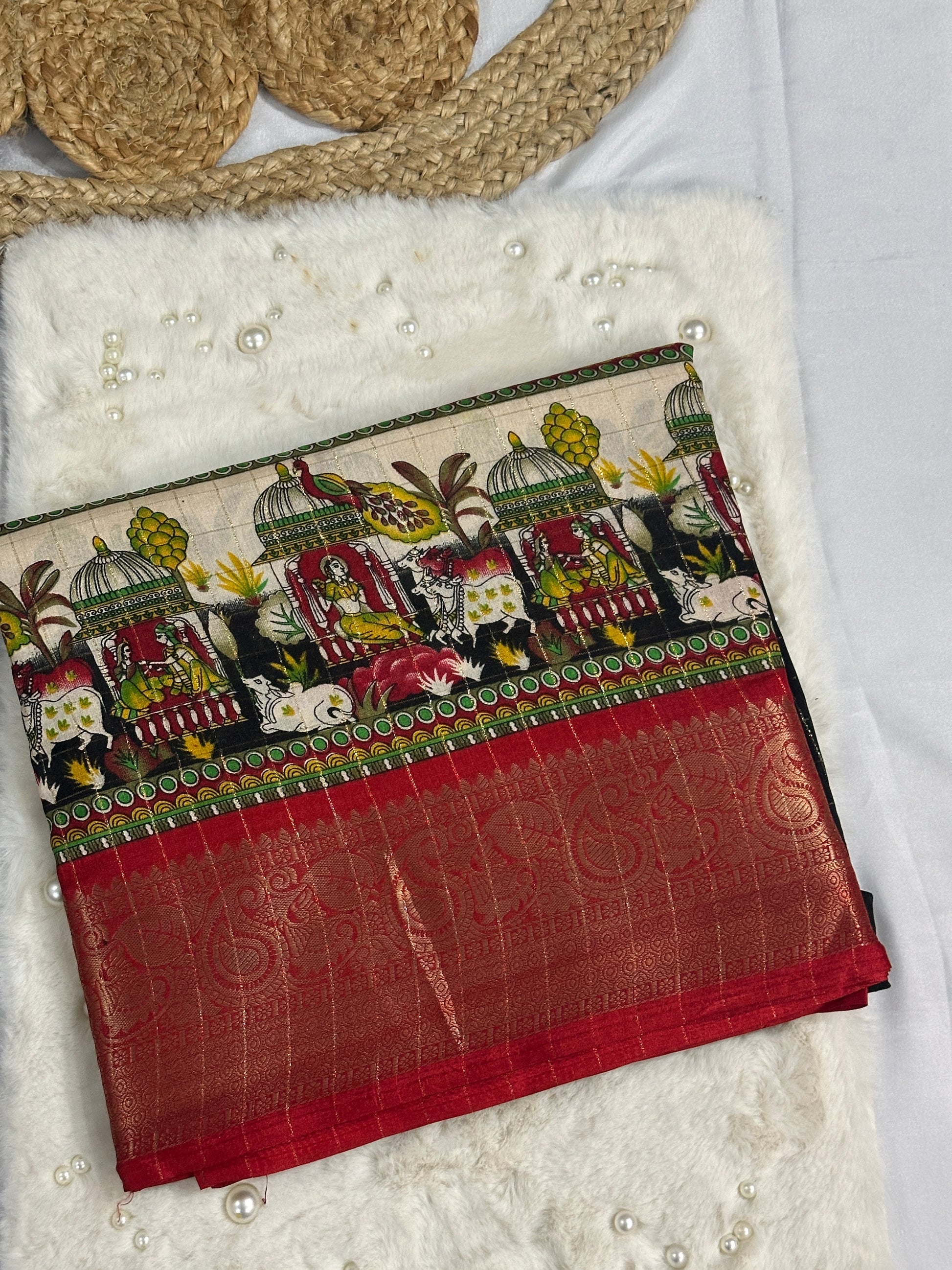 Black Dola Silk Saree