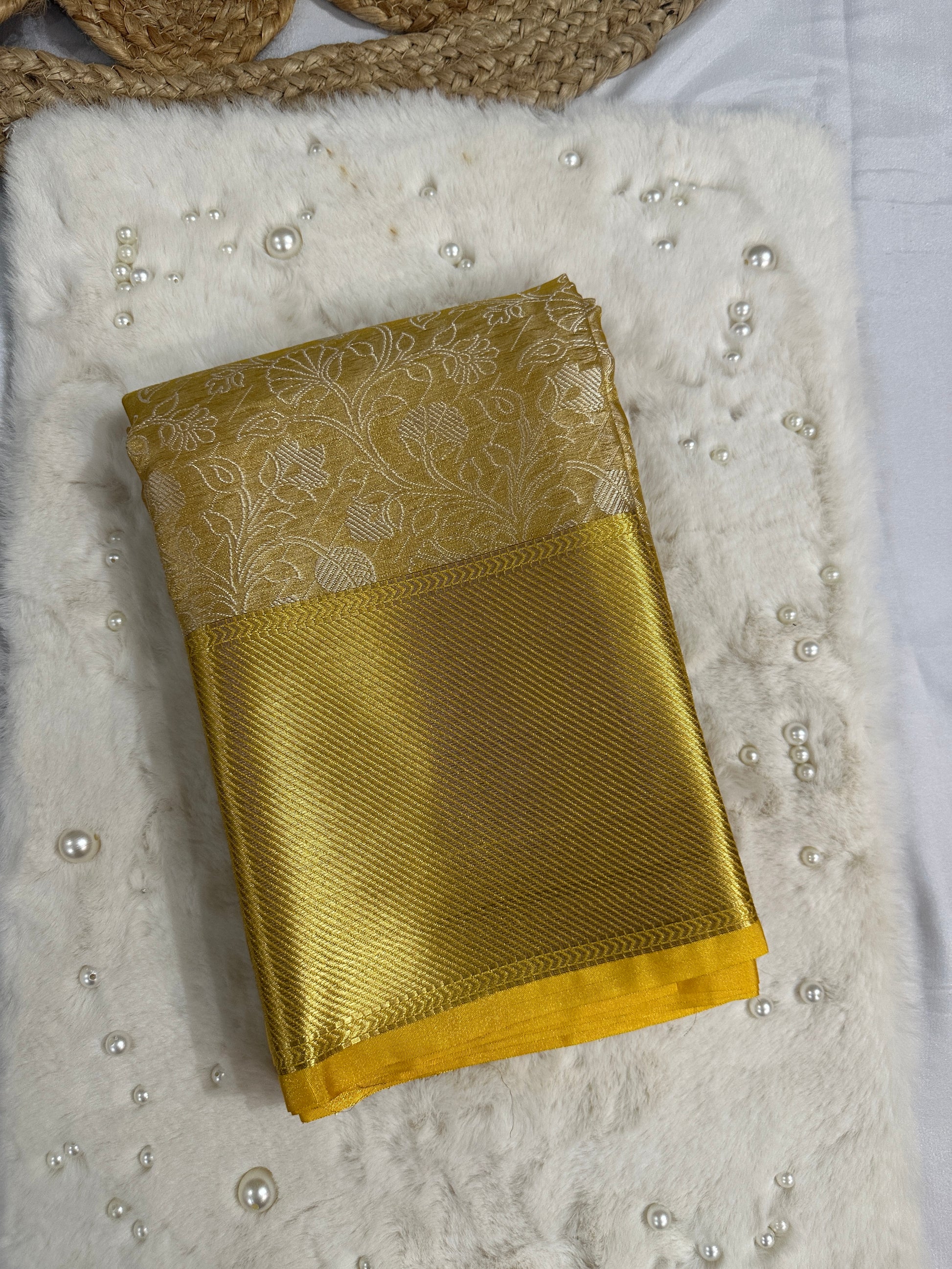 Gold Semi Kanchi Tissue Saree