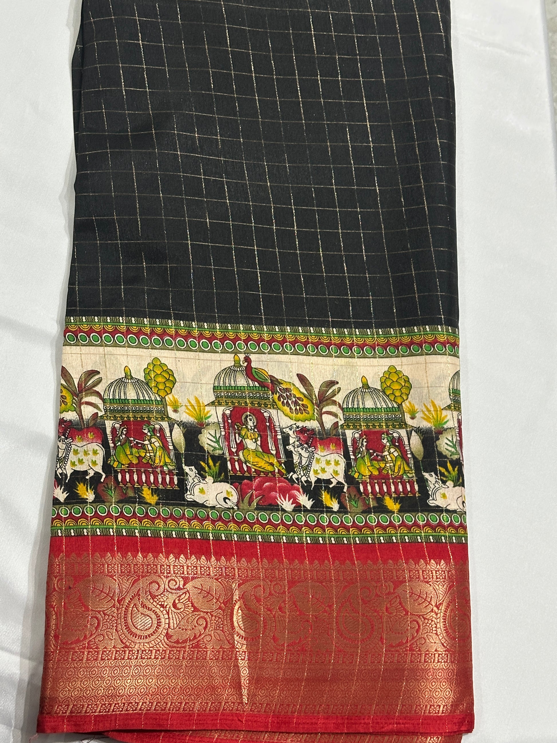 Black Dola Silk Saree
