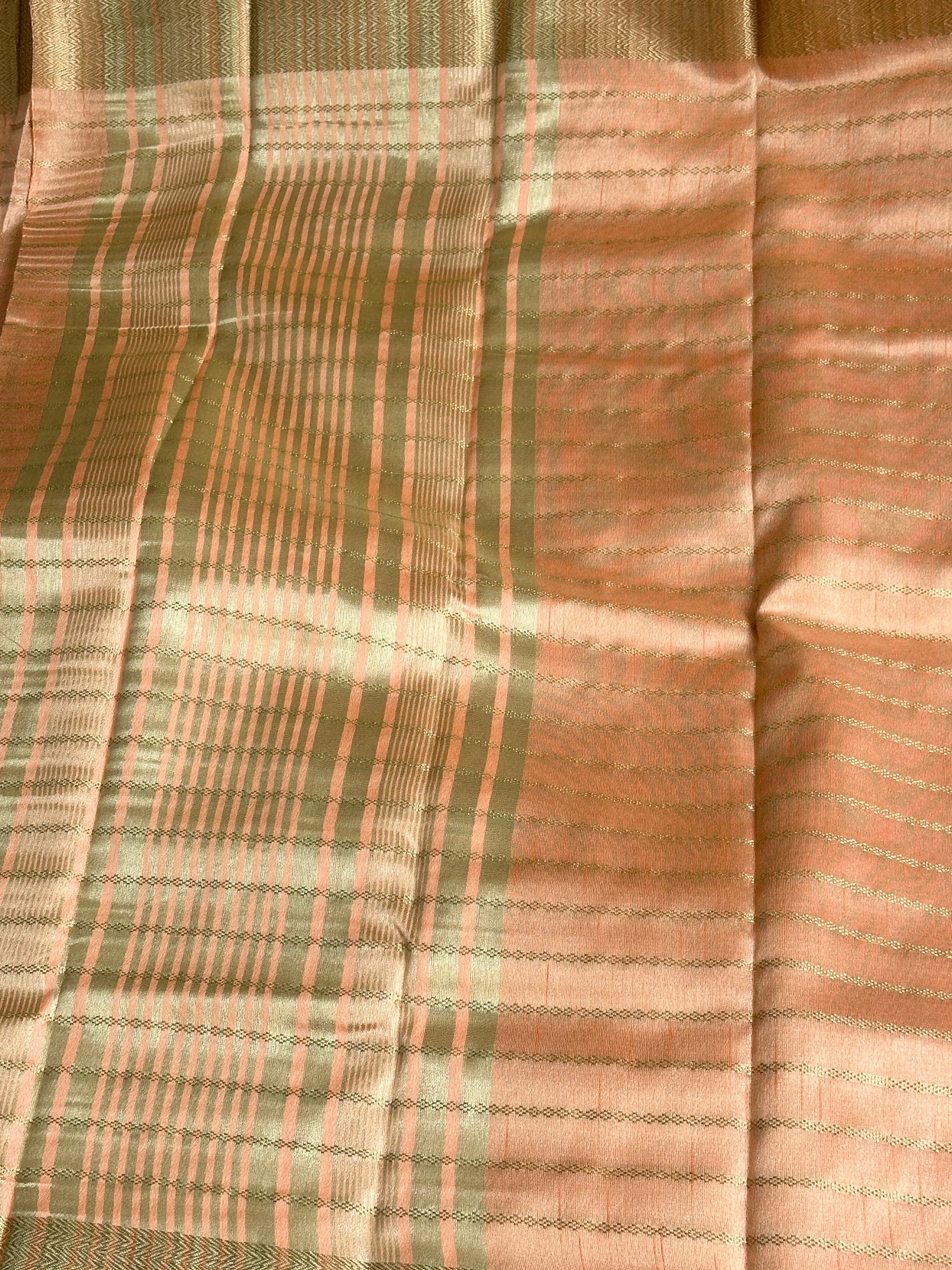 Kora Silk Peach Gold Saree