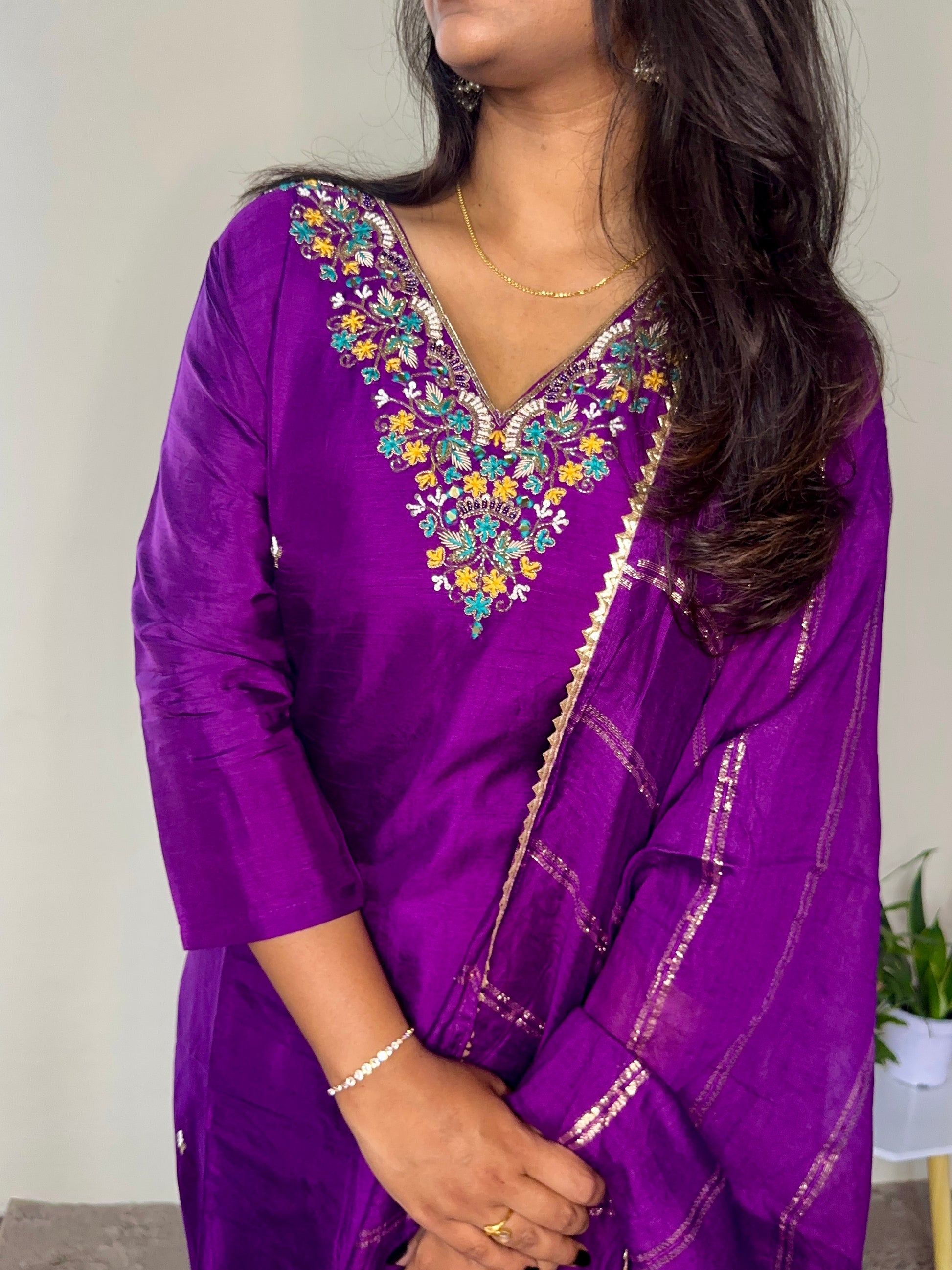Dola Silk Purple Salwar Set