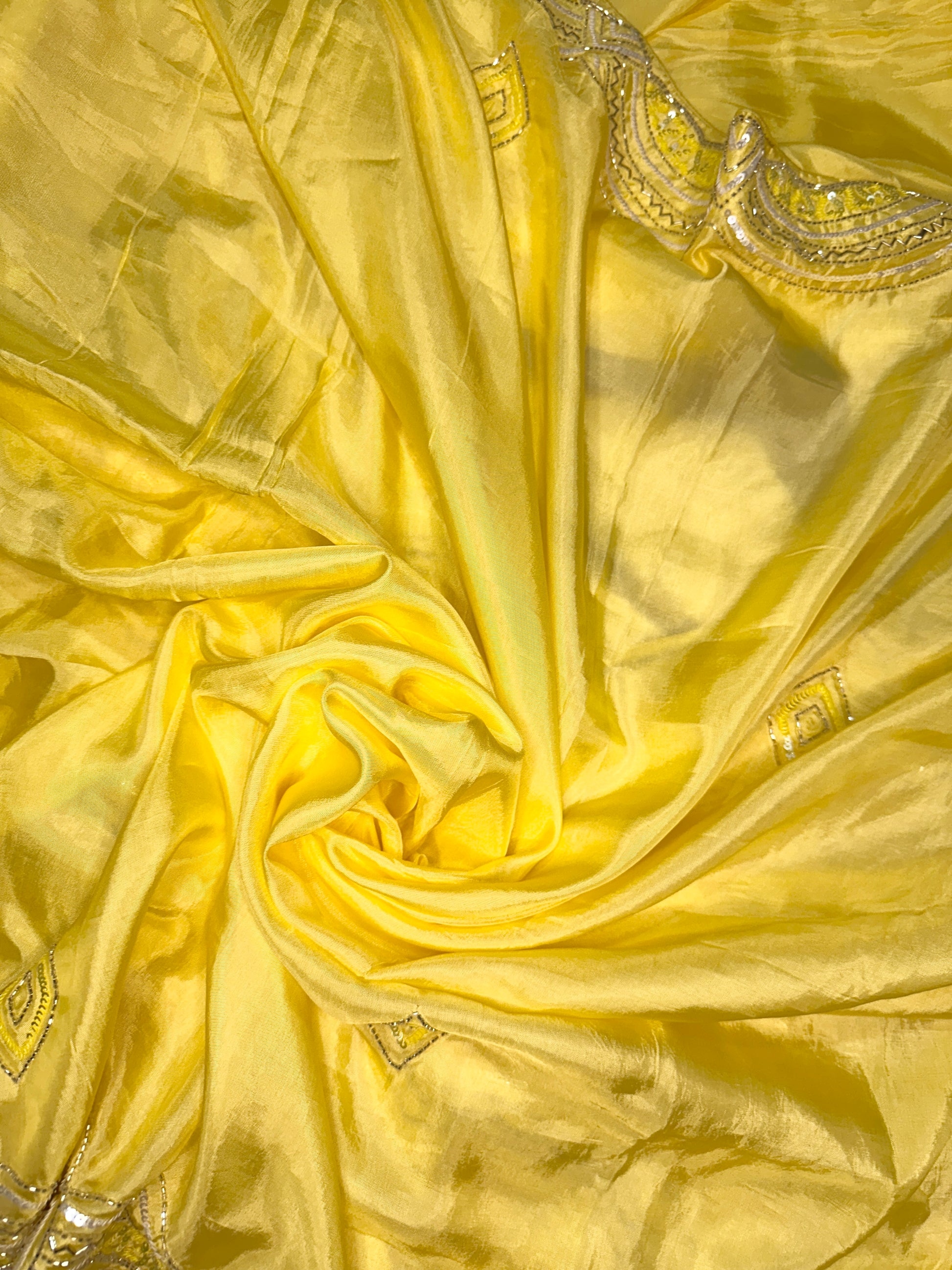 Lemon Yellow Designer Wear Saree
