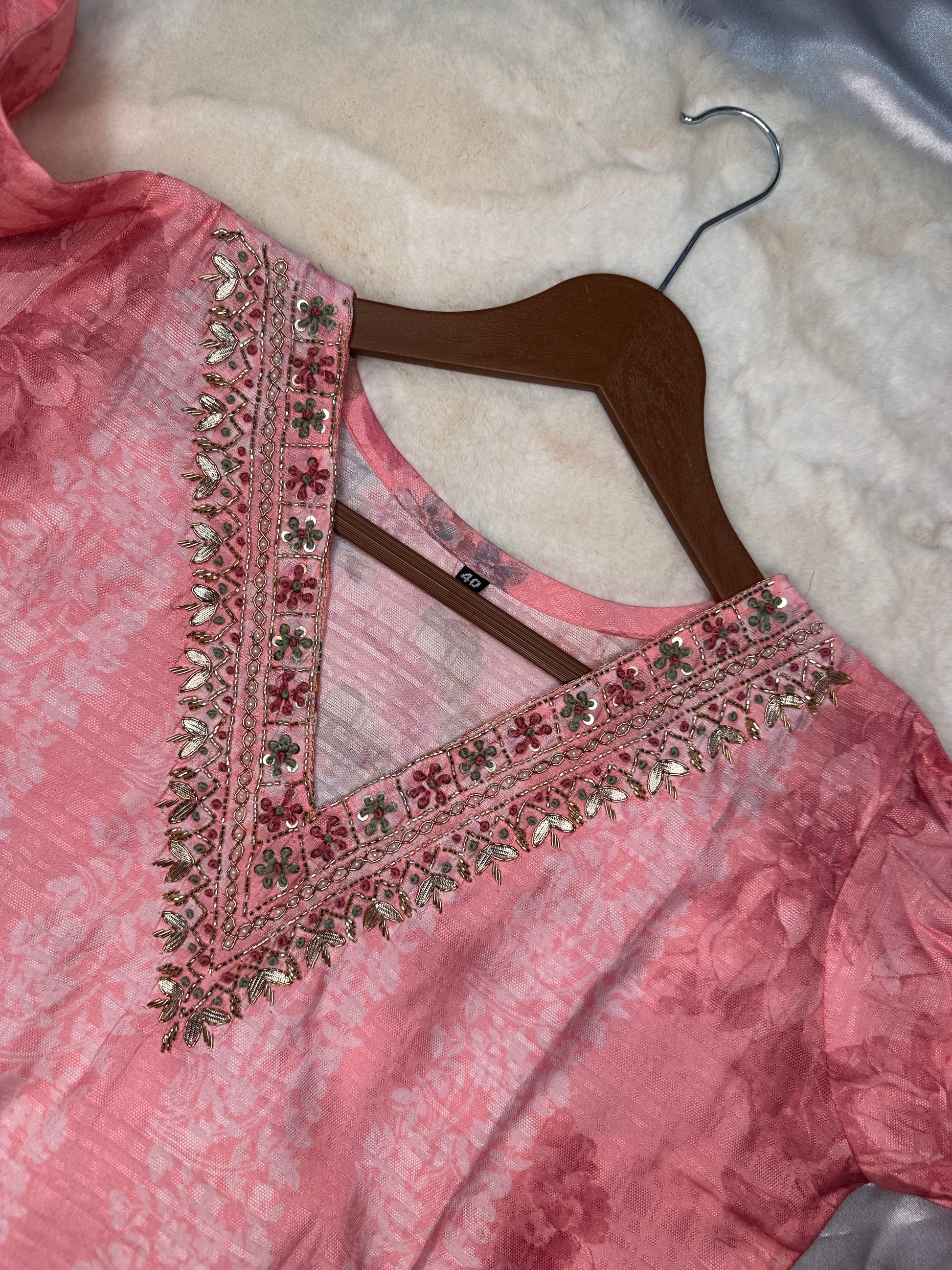 Pink mul cotton kurta set